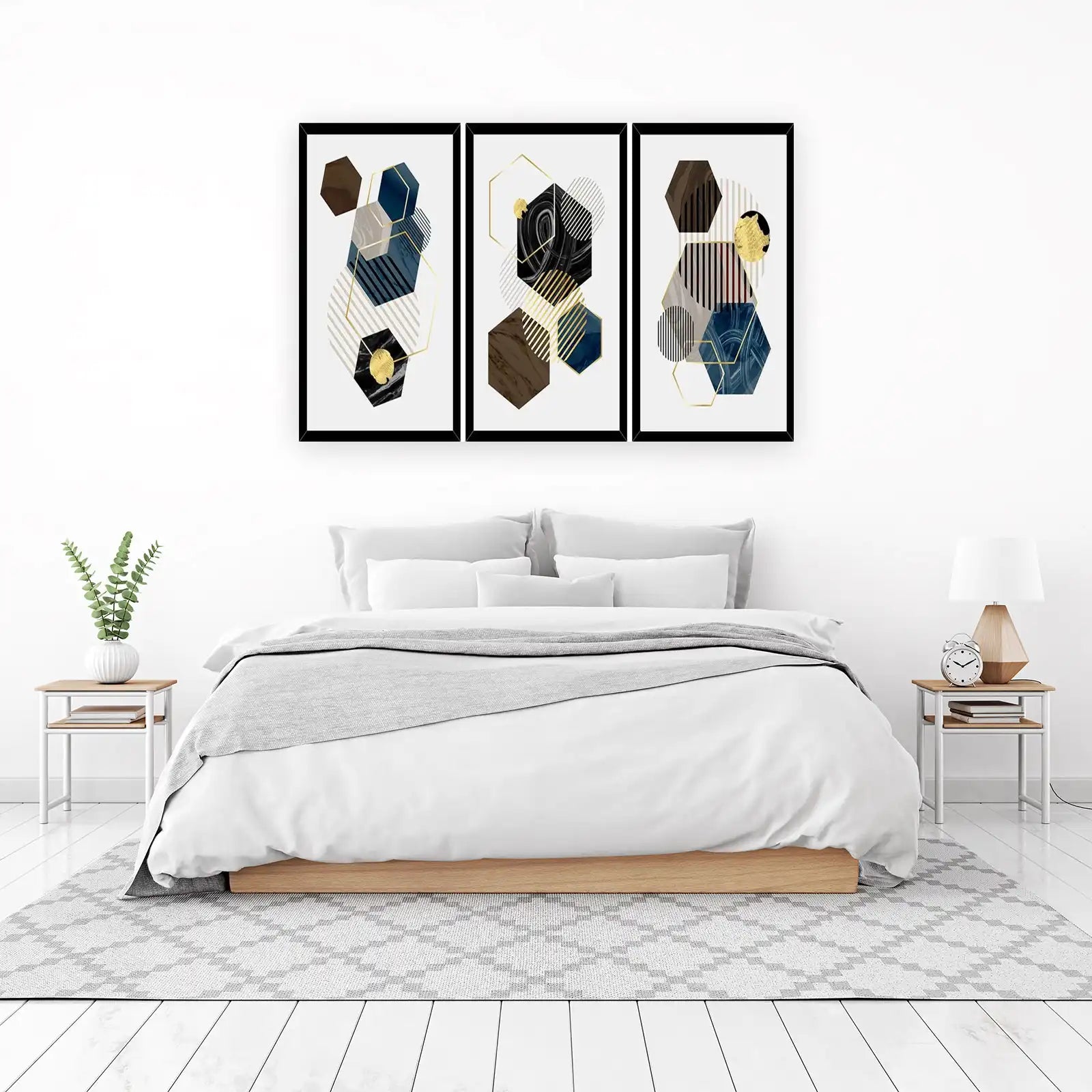 Geometric Hexagon Gold Abstract Wall Art Wall Art