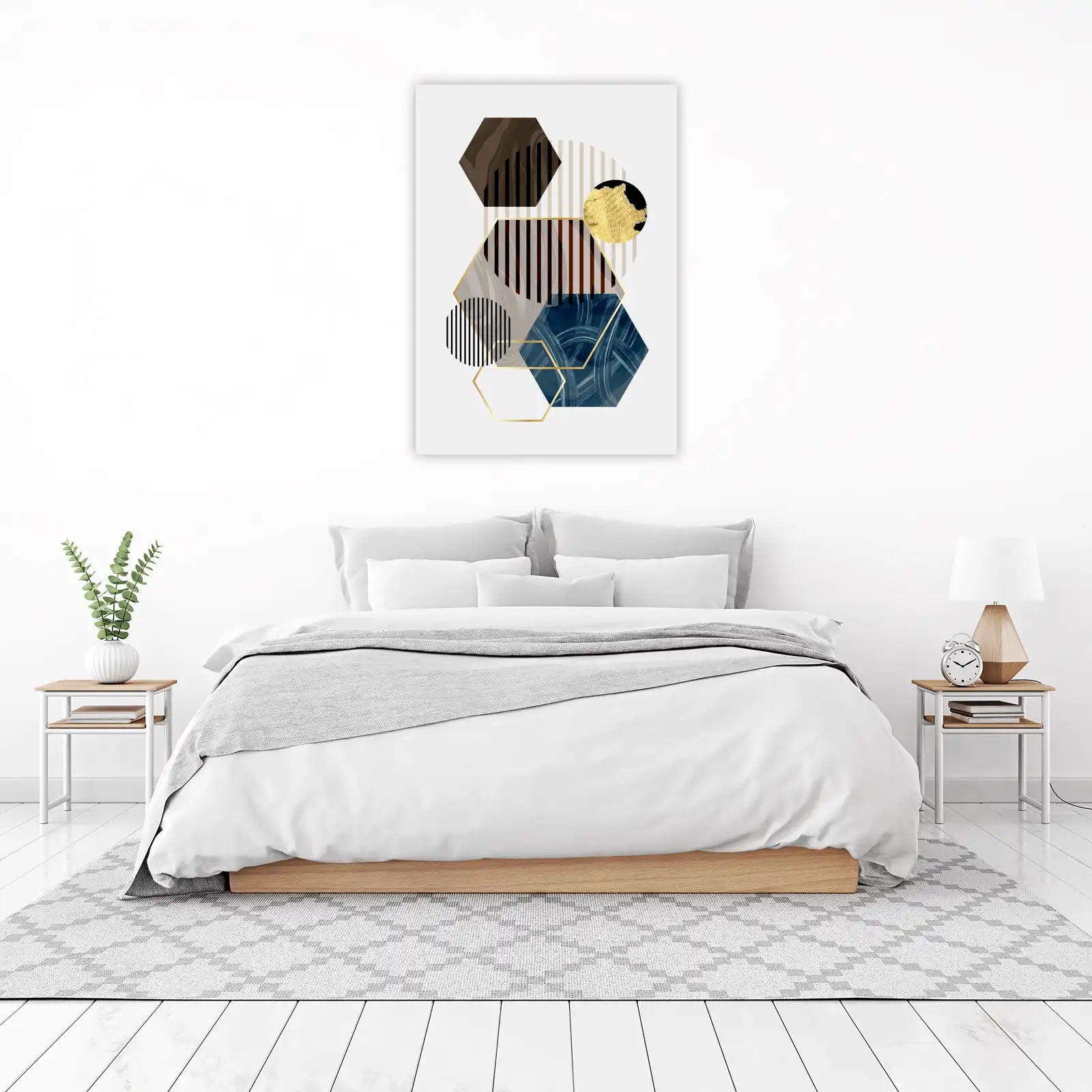 Modern Geometric Gold Hexagon Wall Art