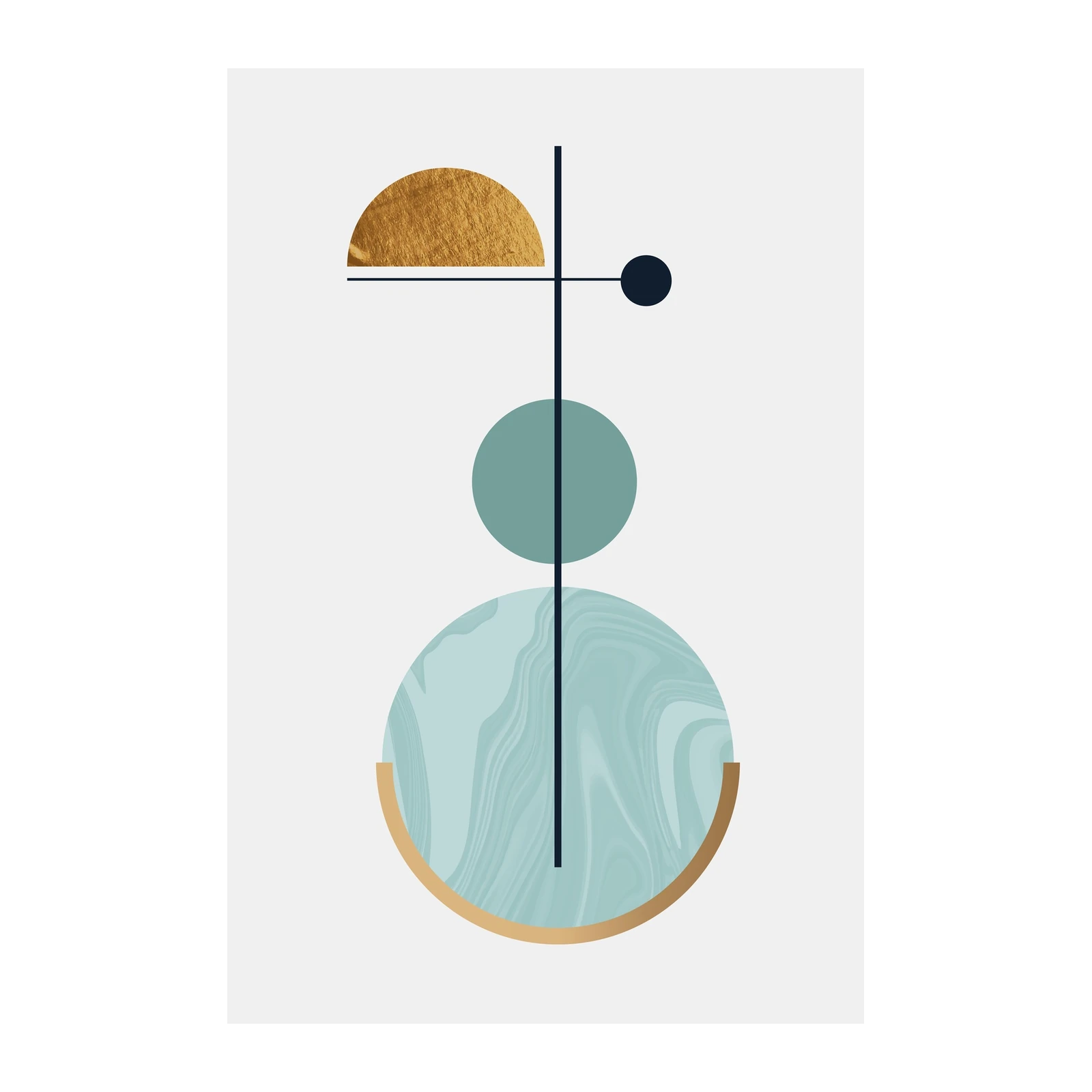 Abstract Gold & Teal Geometric Harmony Wall Art