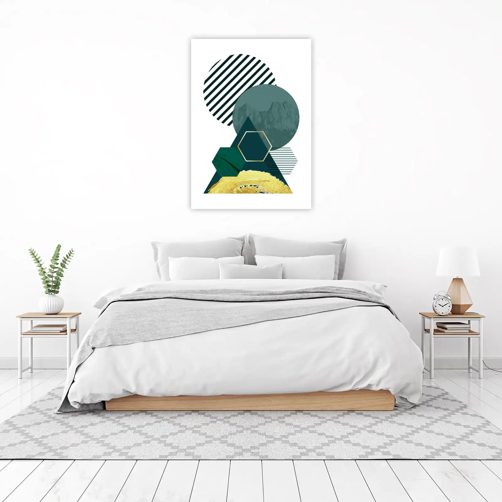 Abstract Geometric Gold Mountain Wall Art