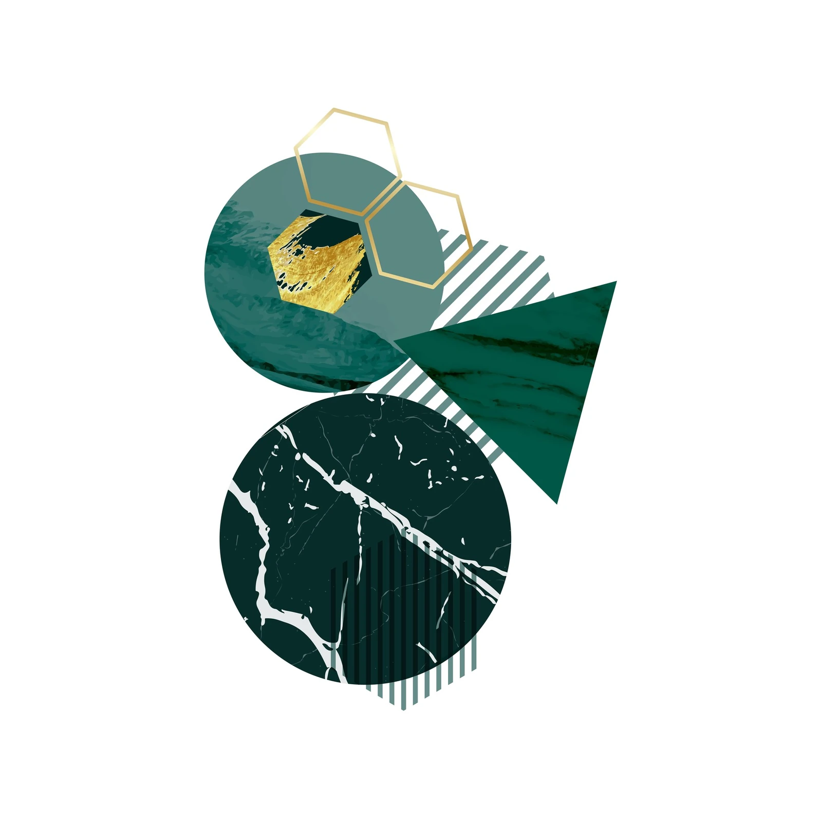 Modern Gold Geometric Emerald Abstract Wall Art