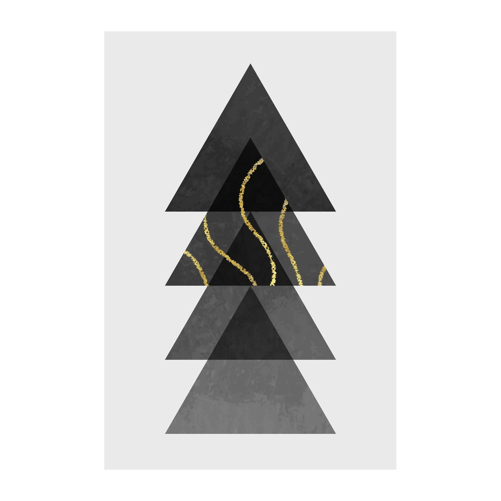 Geometric Gold Wave Triangle Wall Art