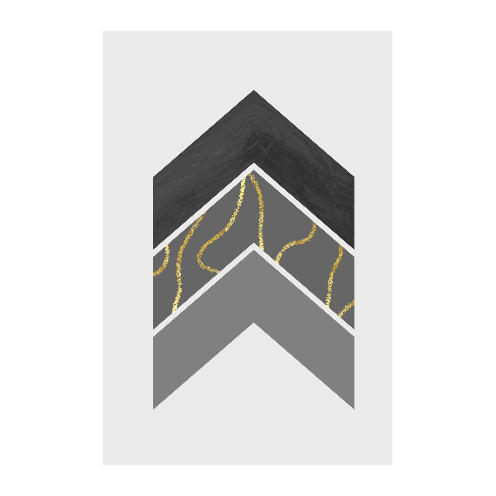 Modern Gold Geometric Chevron Wall Art
