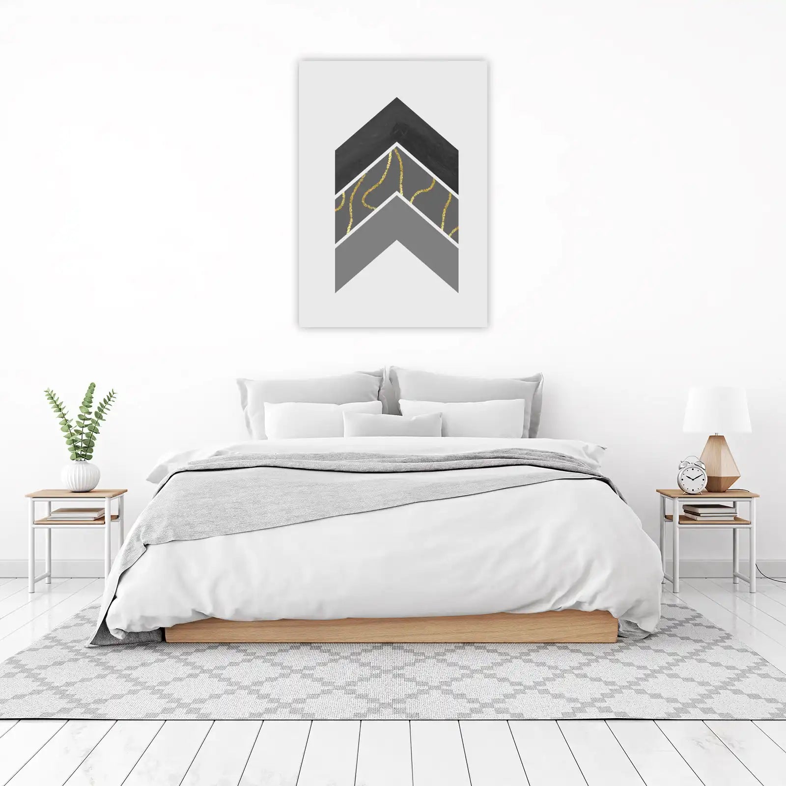 Modern Gold Geometric Chevron Wall Art