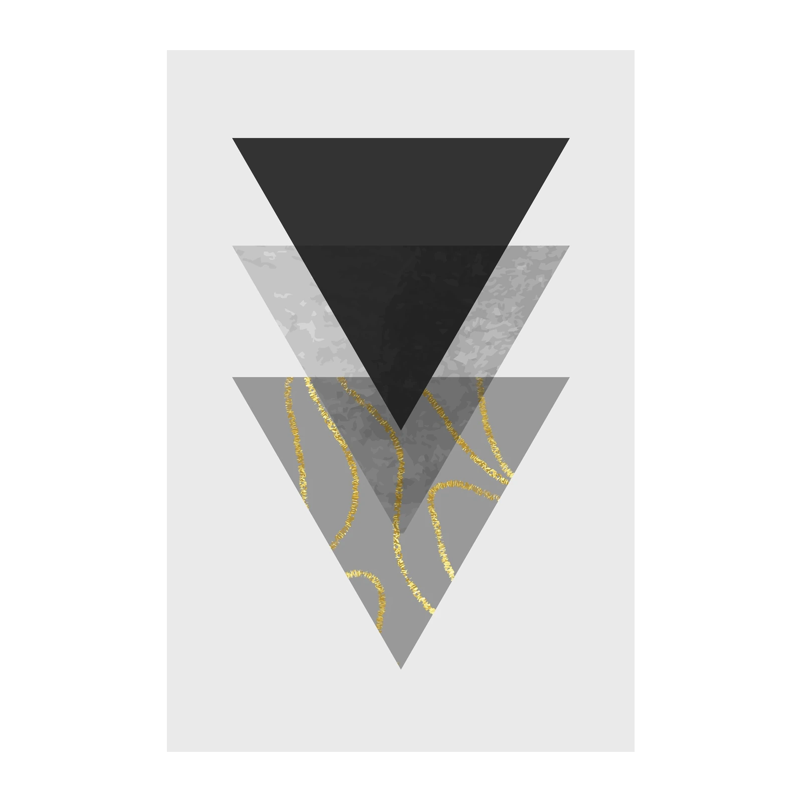 Geometric Gold & Grey Triangle Wall Art