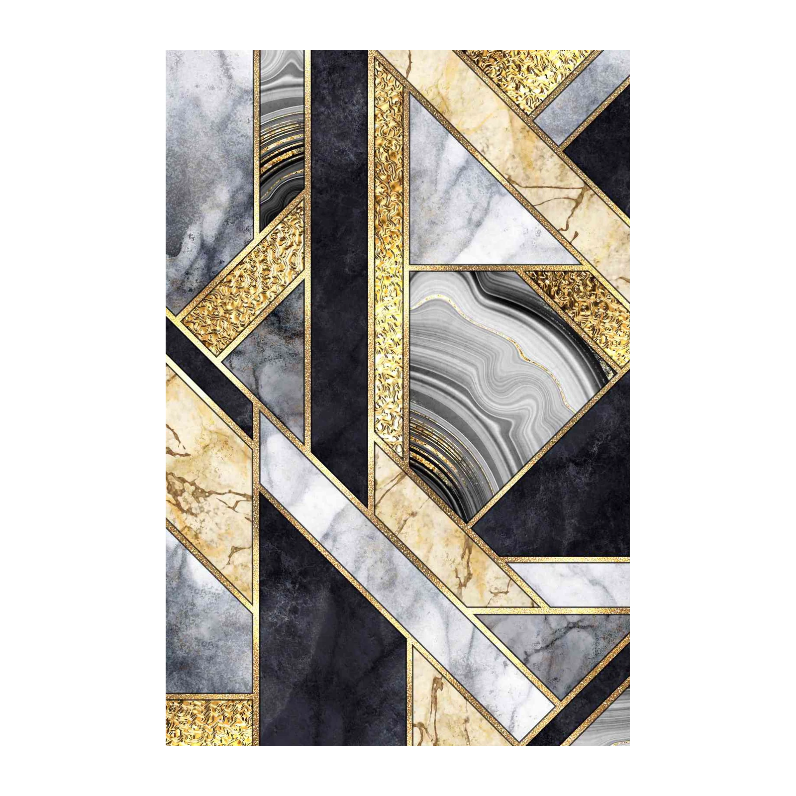 Luxurious Geometric Marble & Gold Wall Art