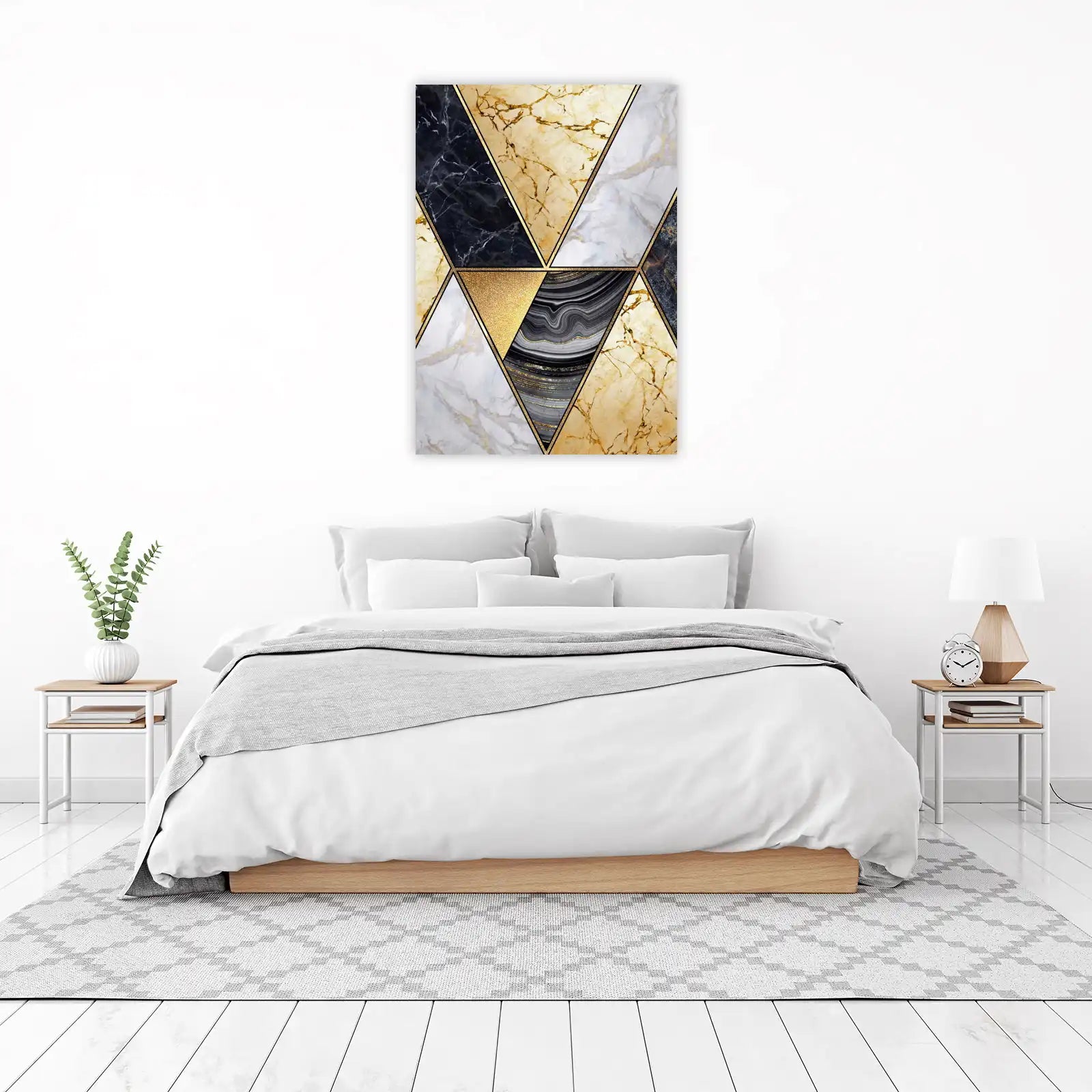 Geometric Marble & Gold Triangles Wall Art