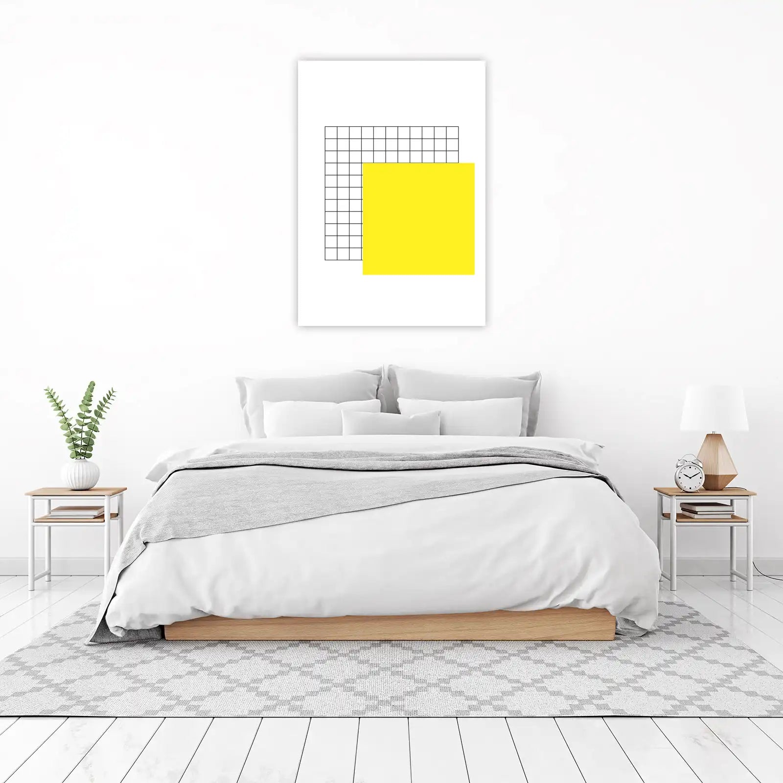 Bold Yellow Grid Abstract Wall Art