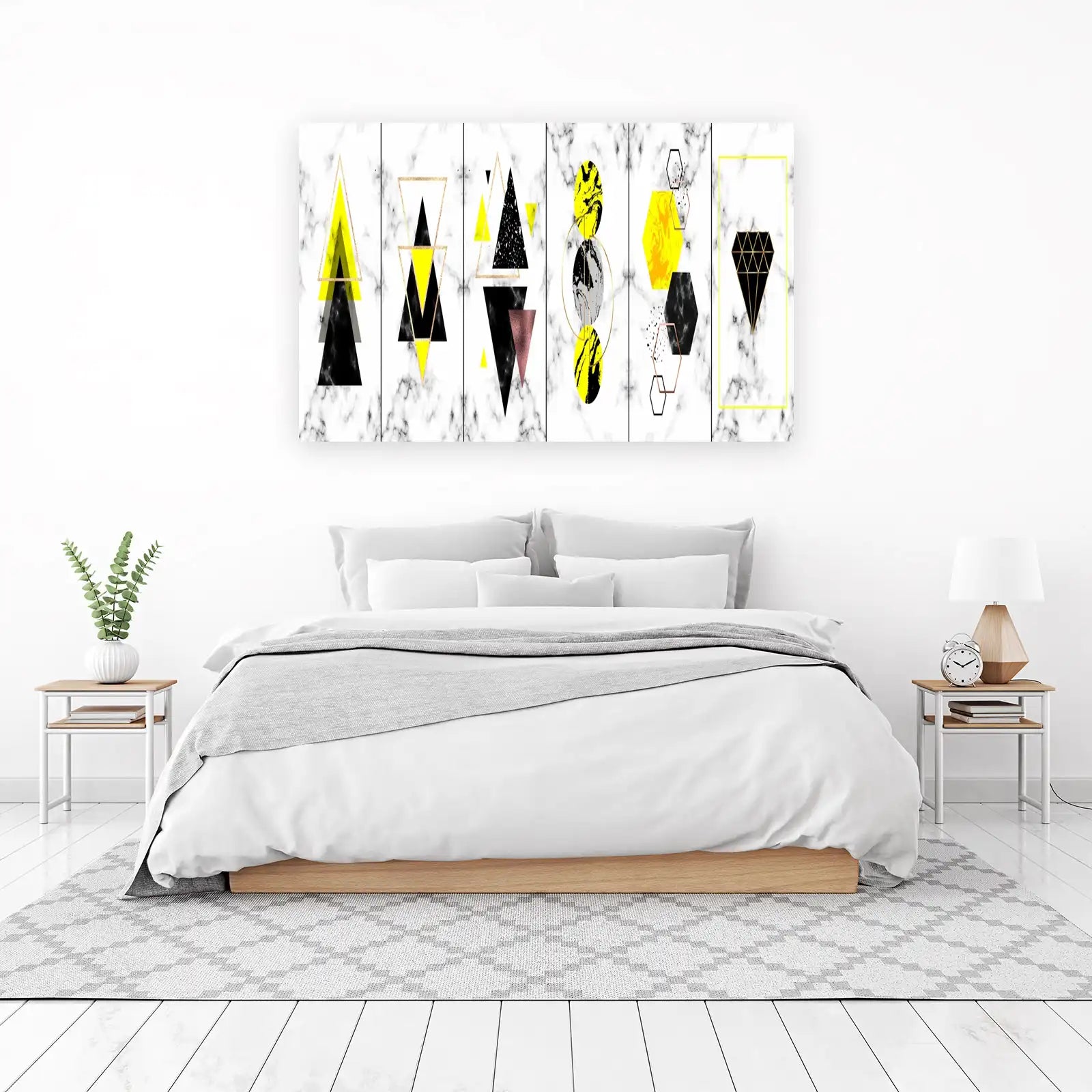 Geometric Marble Yellow & Black Wall Art