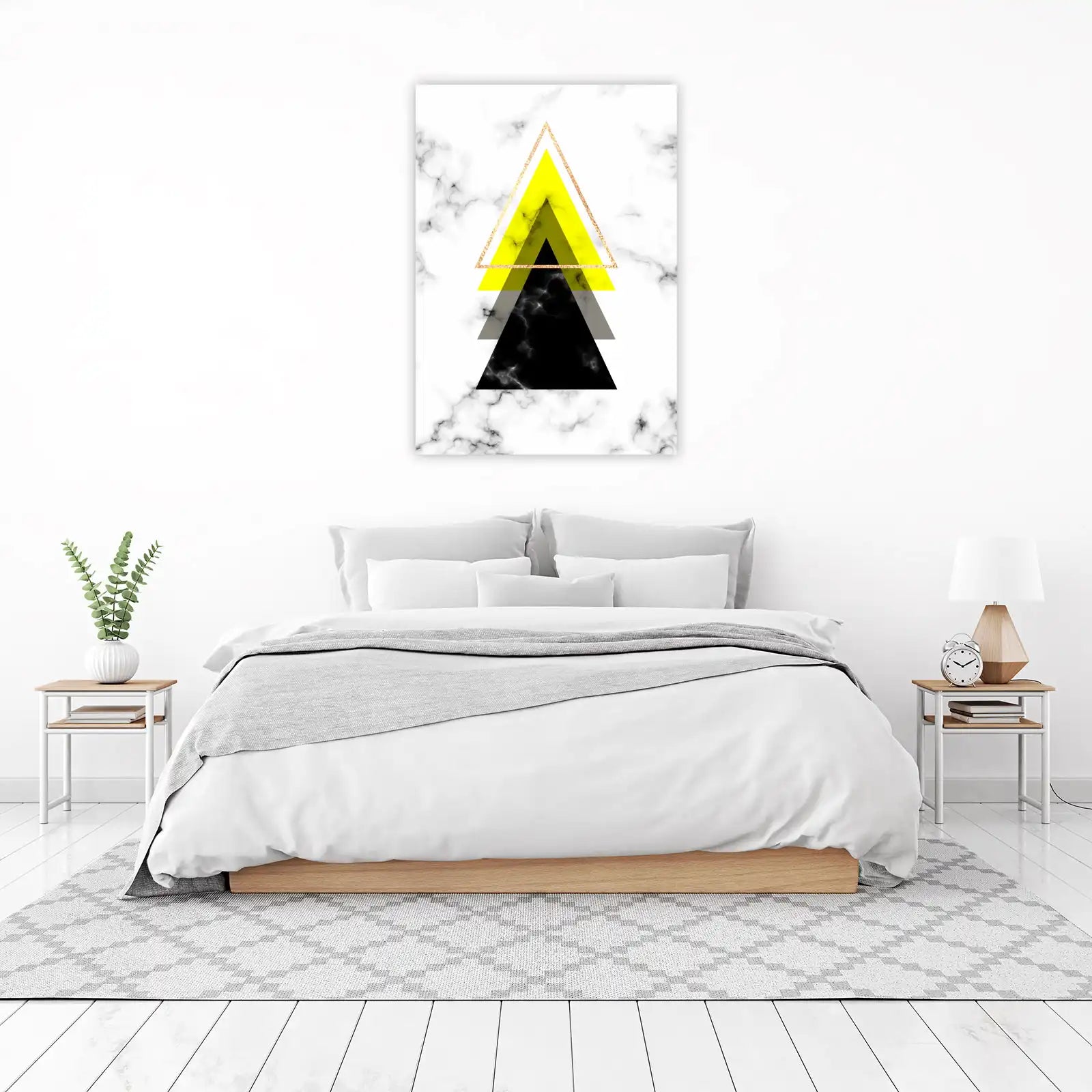 Geometric Yellow & Black Marble Wall Art