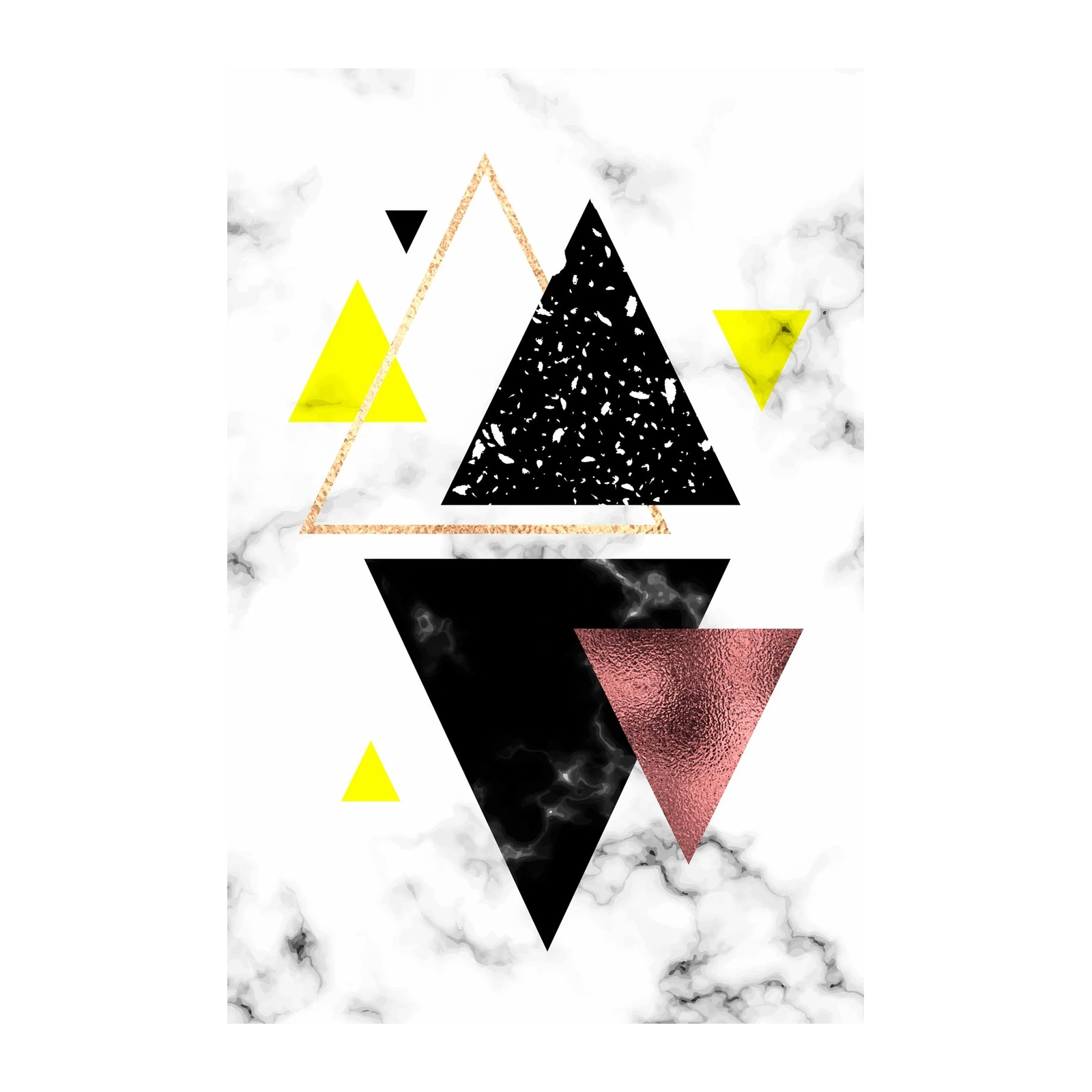 Geometric Marble Gold Yellow Rose Gold Wall Art