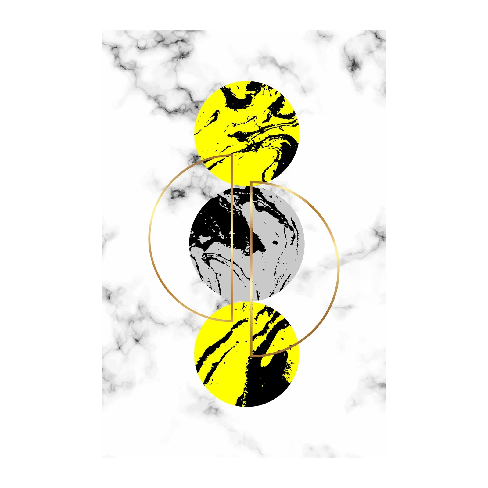 Geometric Yellow & Marble Circles Wall Art