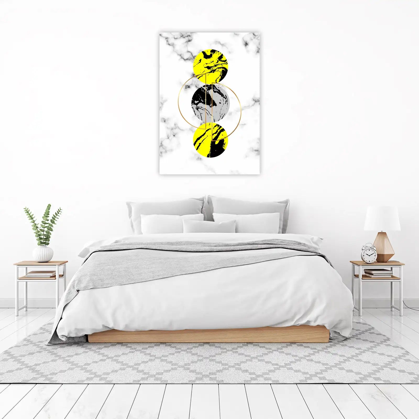 Geometric Yellow & Marble Circles Wall Art