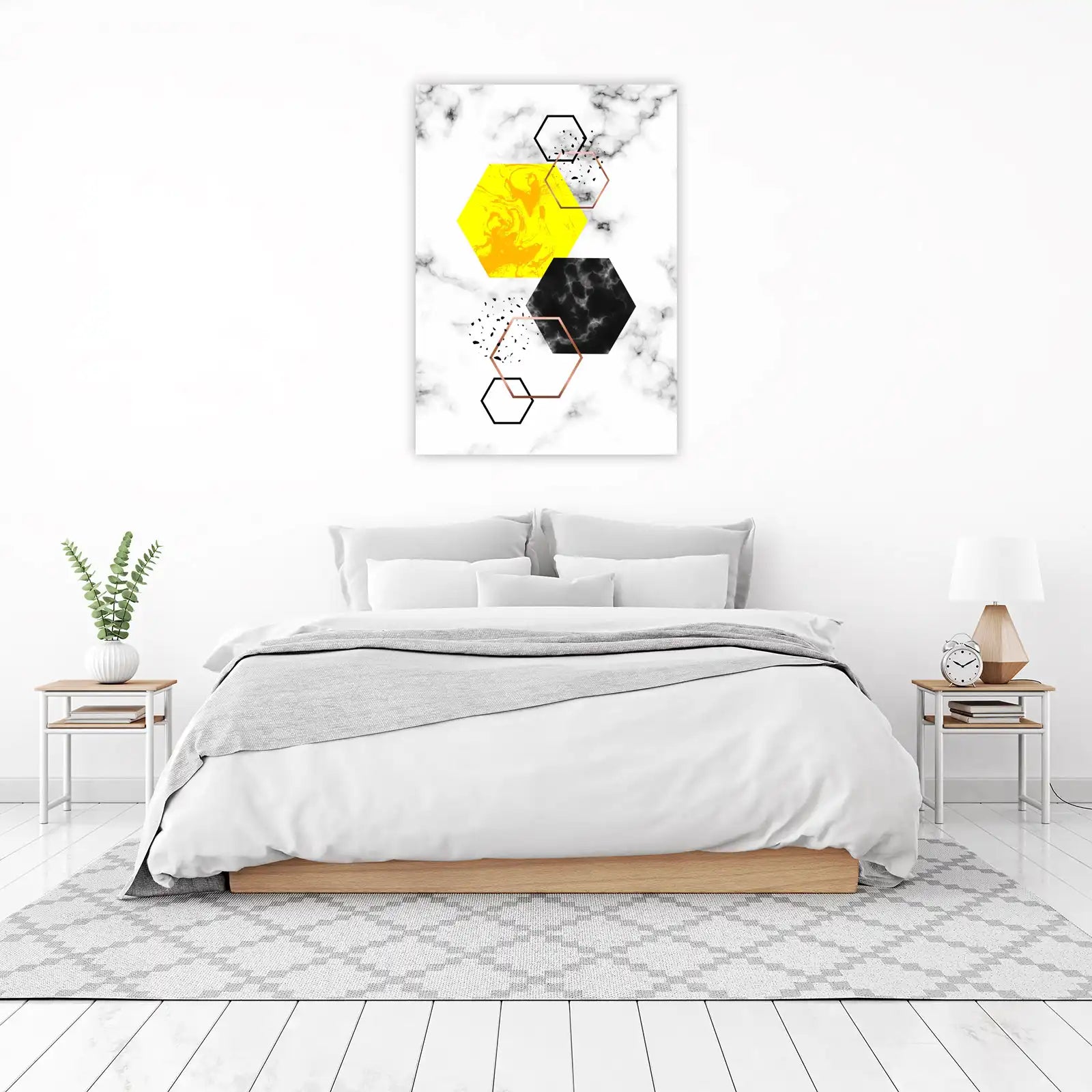 Modern Geometric Hexagon Marble Wall Art