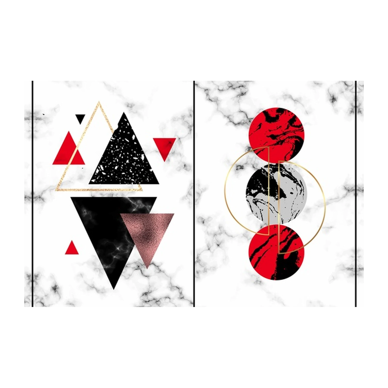Geometric Glam Marble & Gold Wall Art