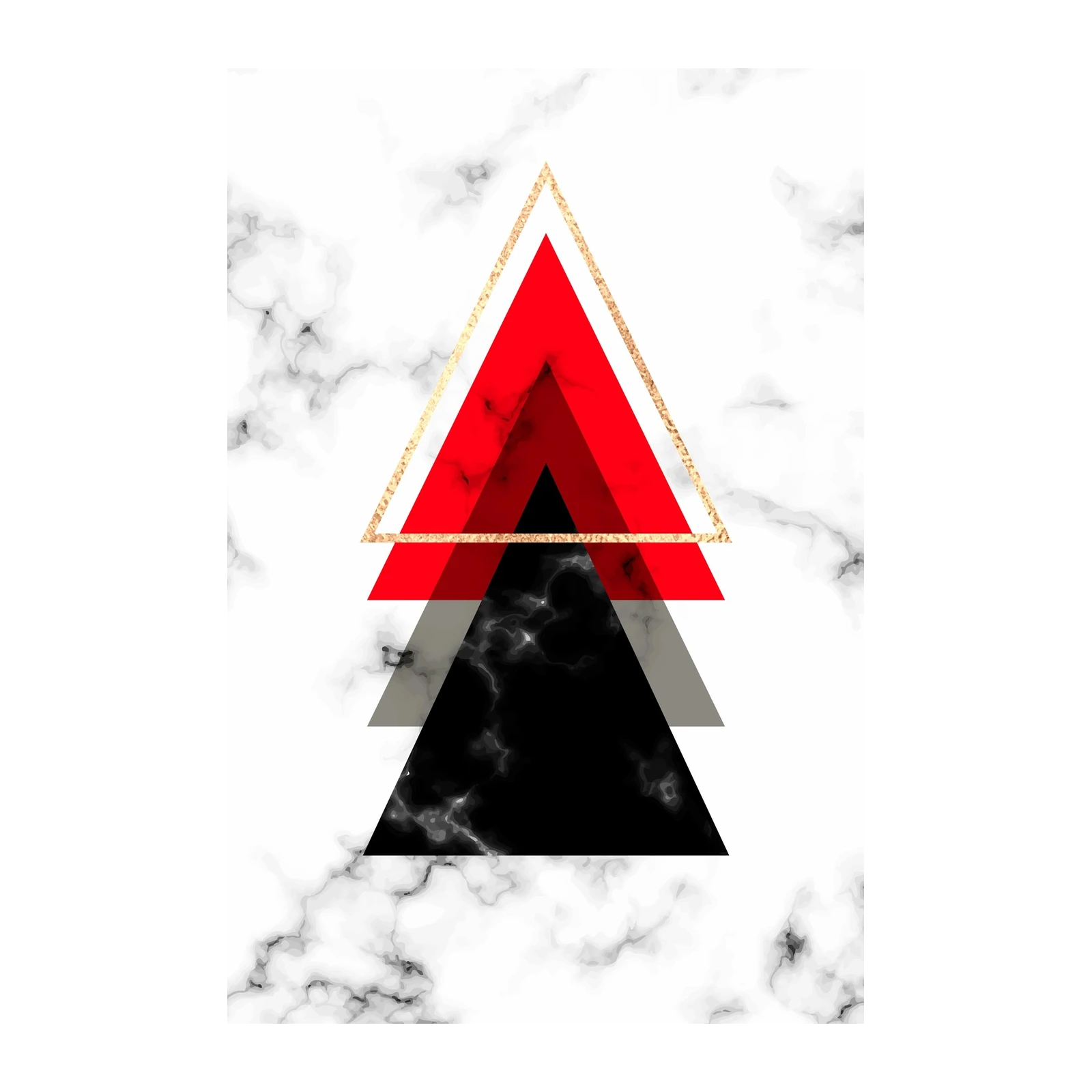 Modern Geometric Red Black Marble Wall Art