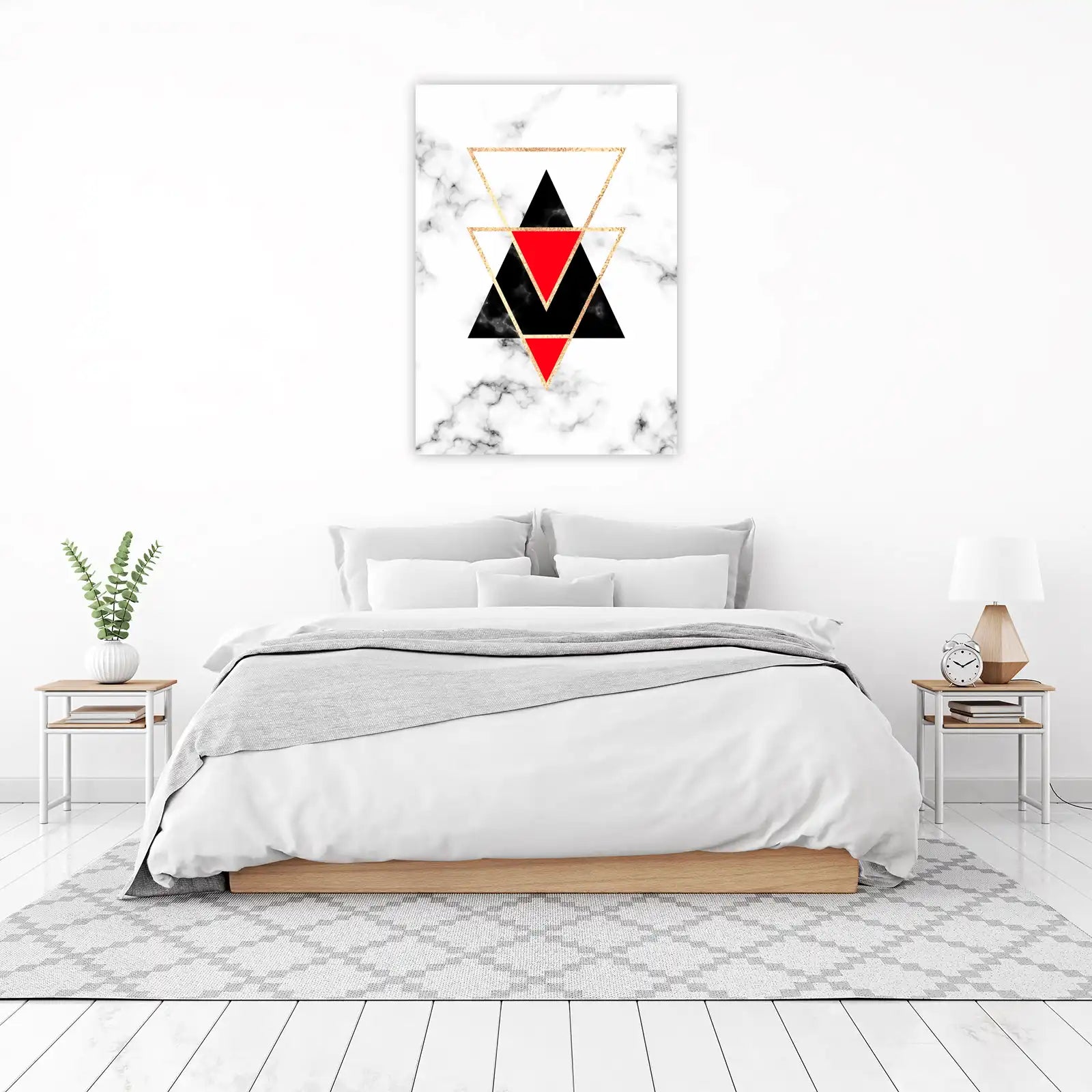 Geometric Red Black Gold Marble Wall Art