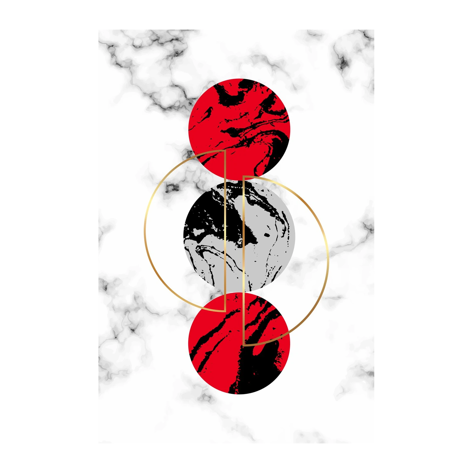 Geometric Circles Marble Gold Wall Art