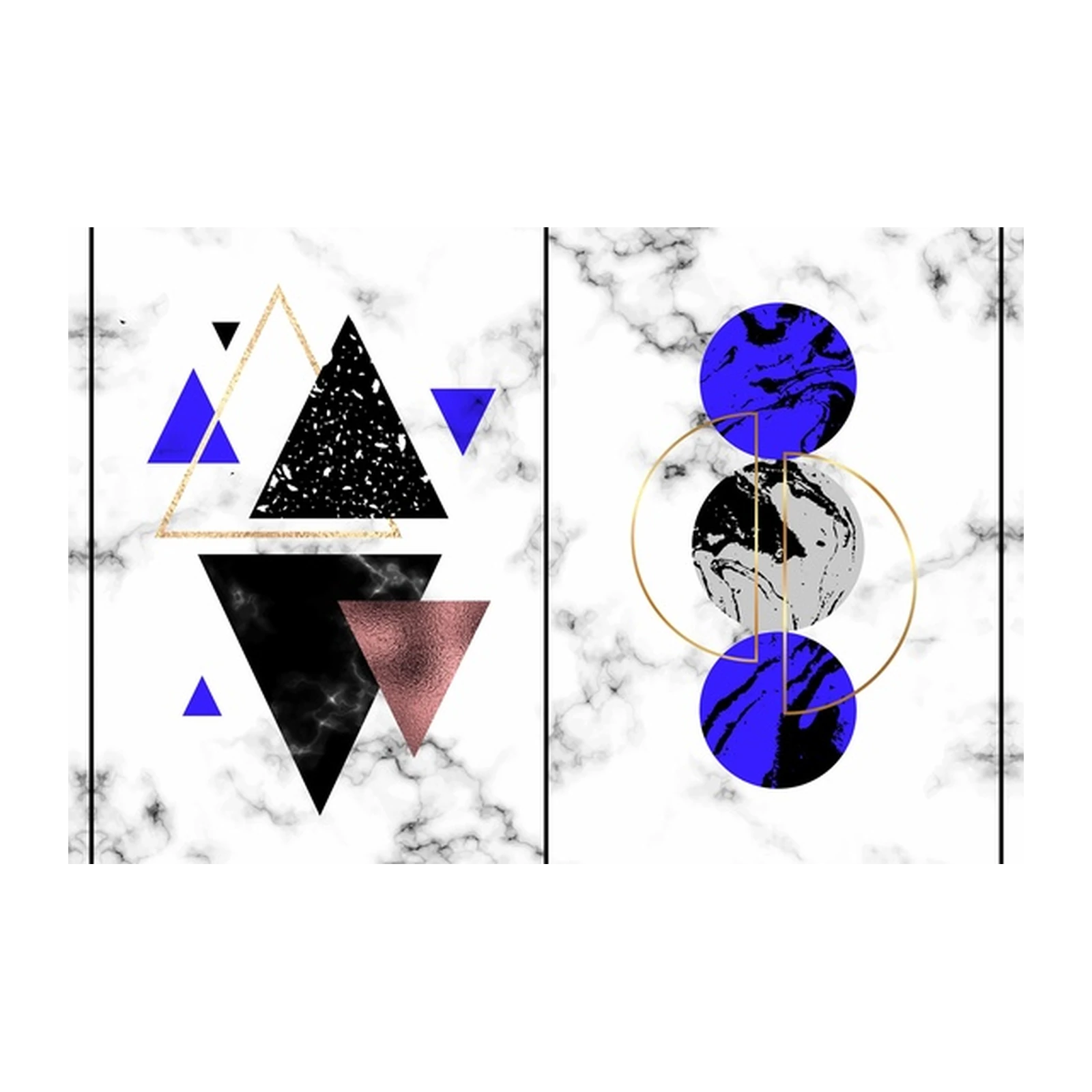 Geometric Abstract Art with Marble & Gold Wall Art