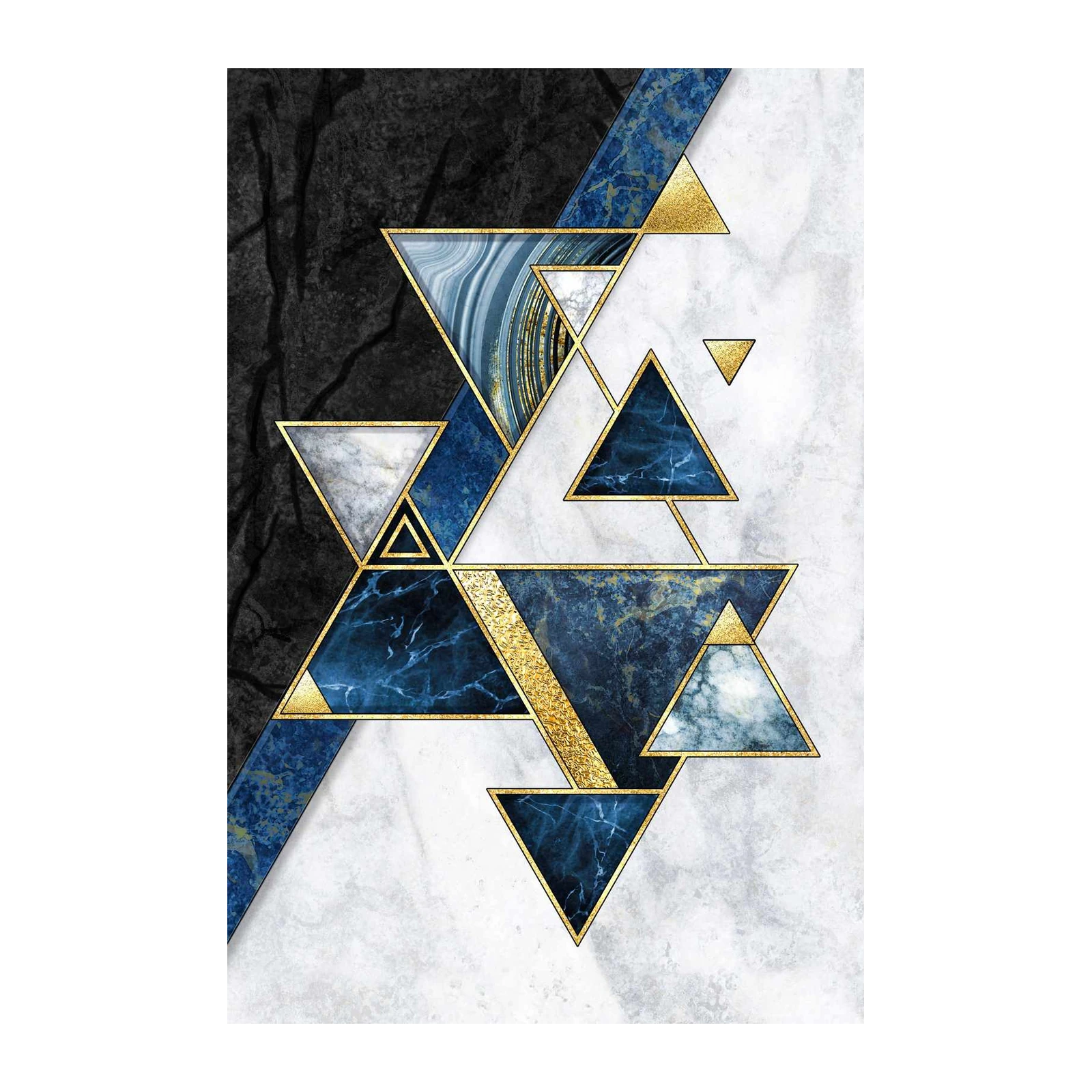 Geometric Marble Gold Triangles Wall Art