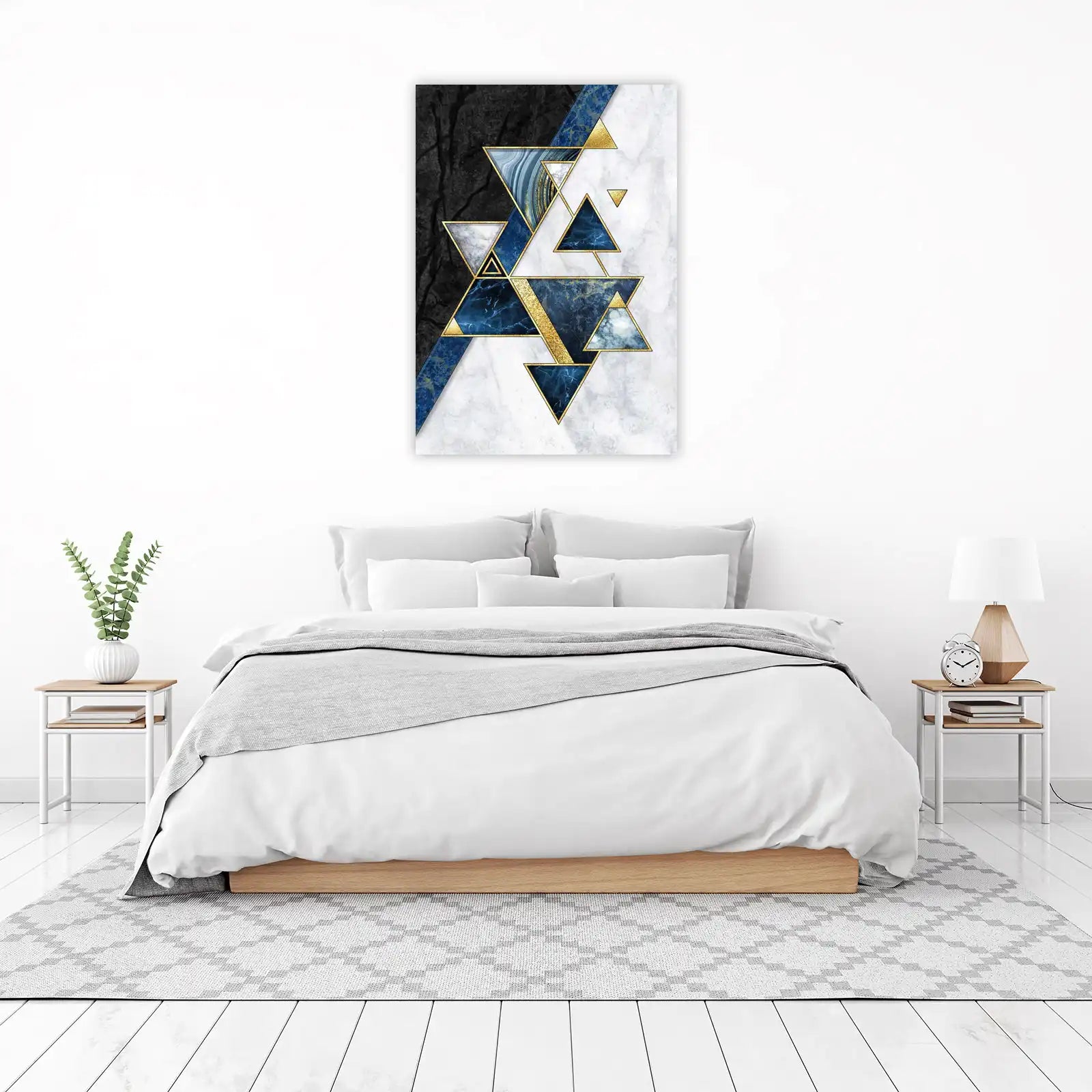 Geometric Marble Gold Triangles Wall Art
