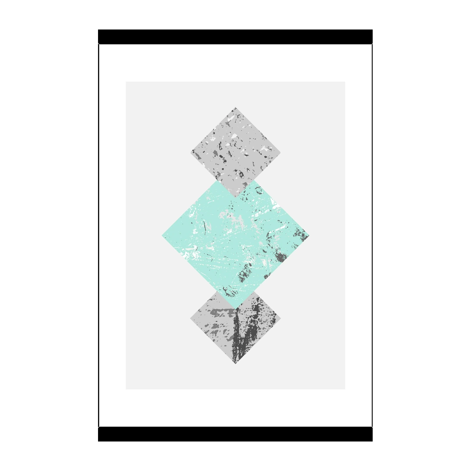 Abstract Teal & Grey Diamonds Wall Art