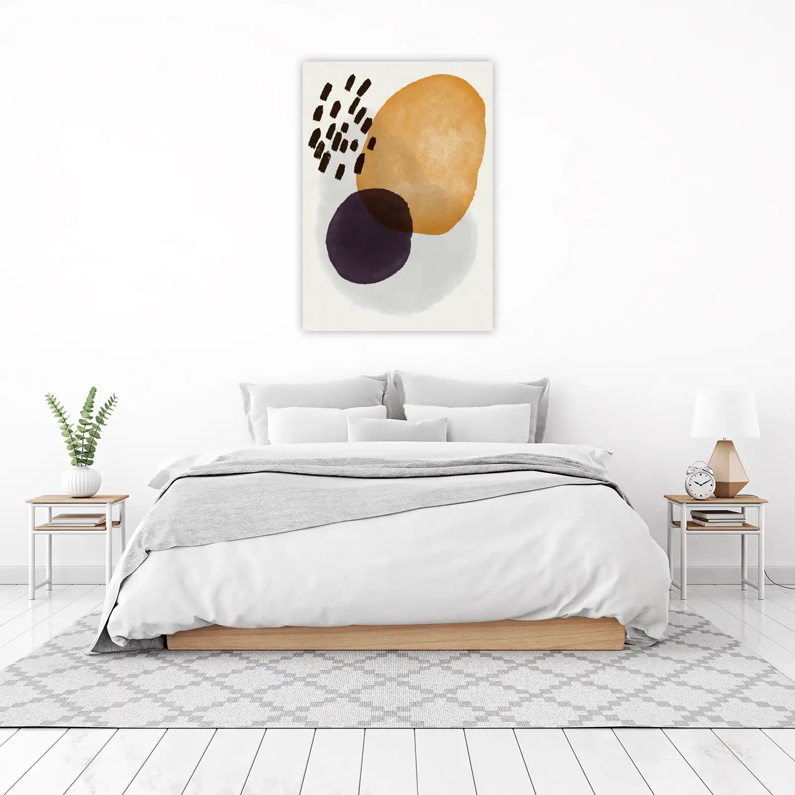 Modern Abstract Boho Ochre Purple Wall Art