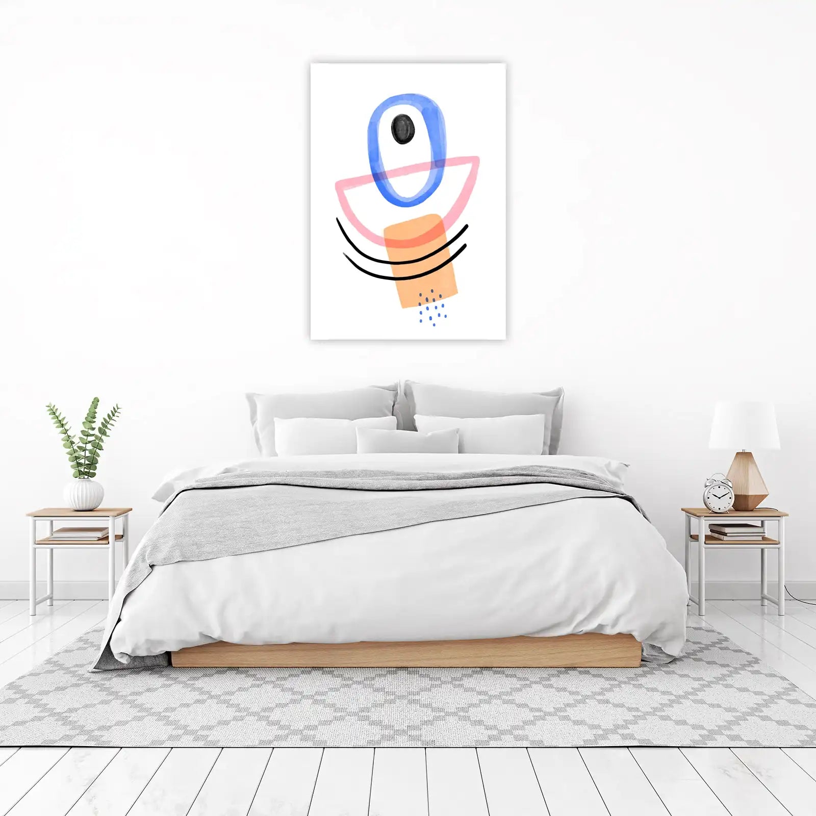 Abstract Blue Pink Shapes Wall Art