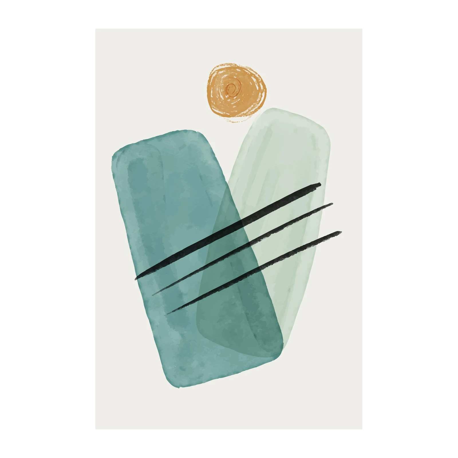Modern Abstract Teal & Sage Geometric Wall Art