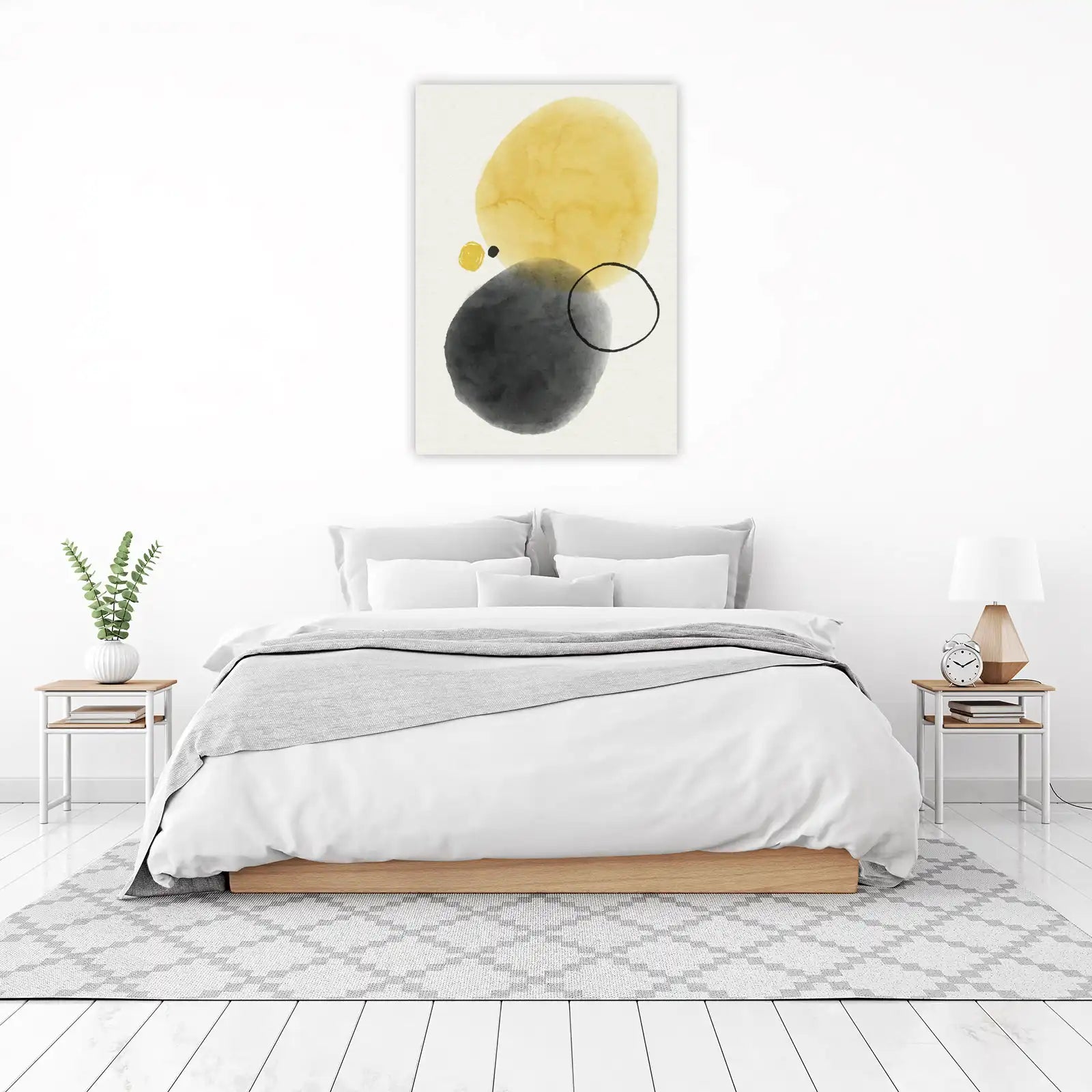 Abstract Mustard & Charcoal Circles Wall Art