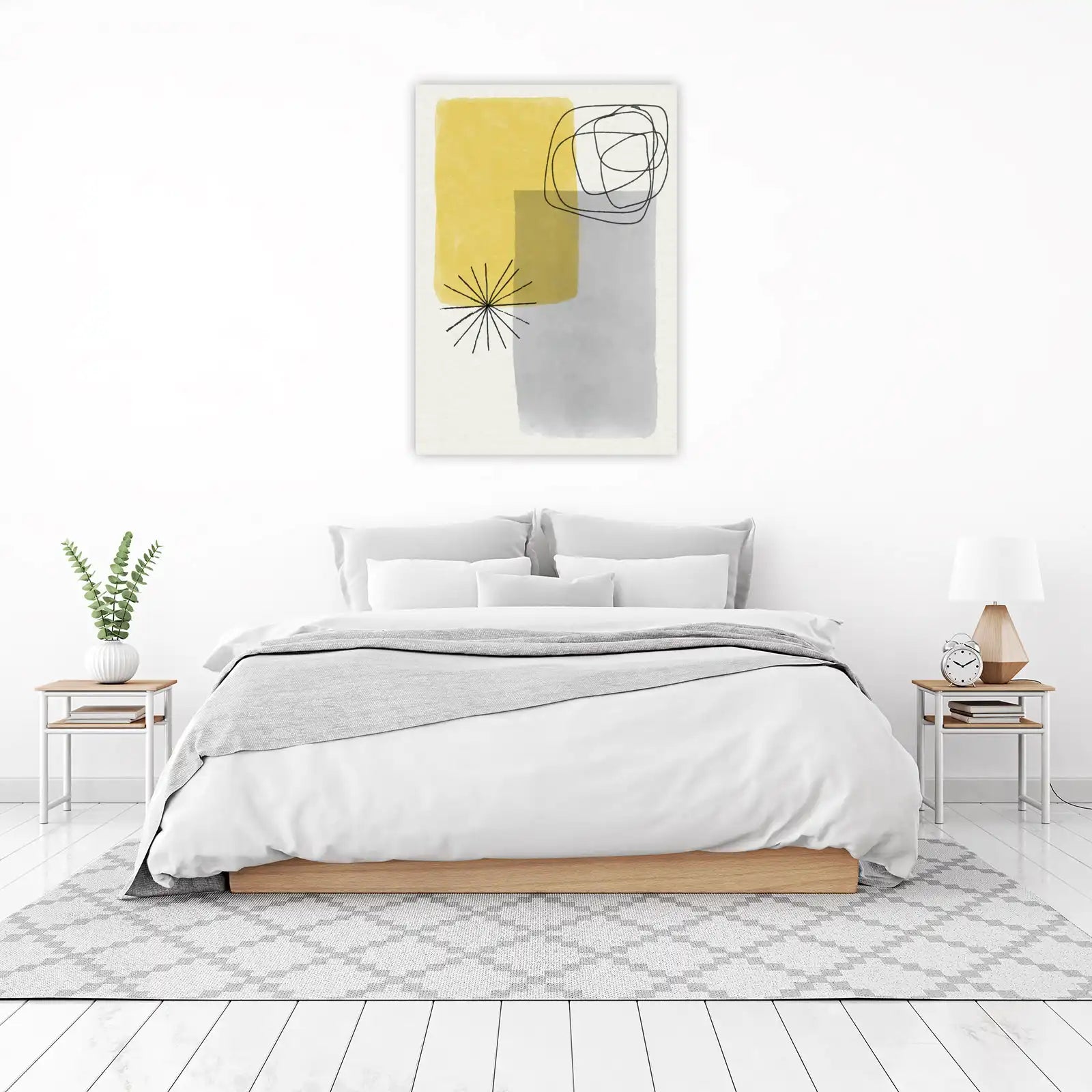 Modern Abstract Yellow & Grey Wall Art