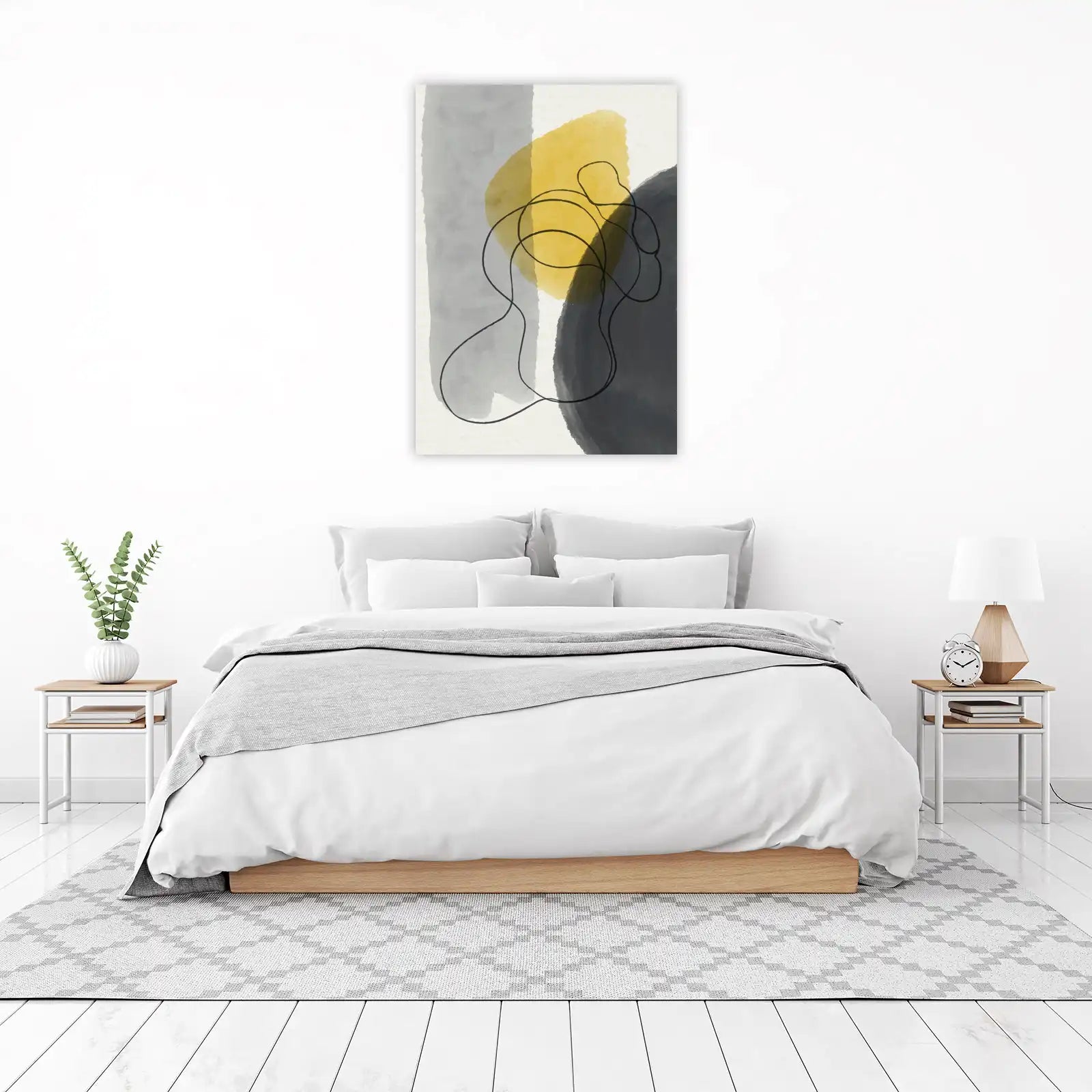 Abstract Mustard & Gray Organic Lines Wall Art