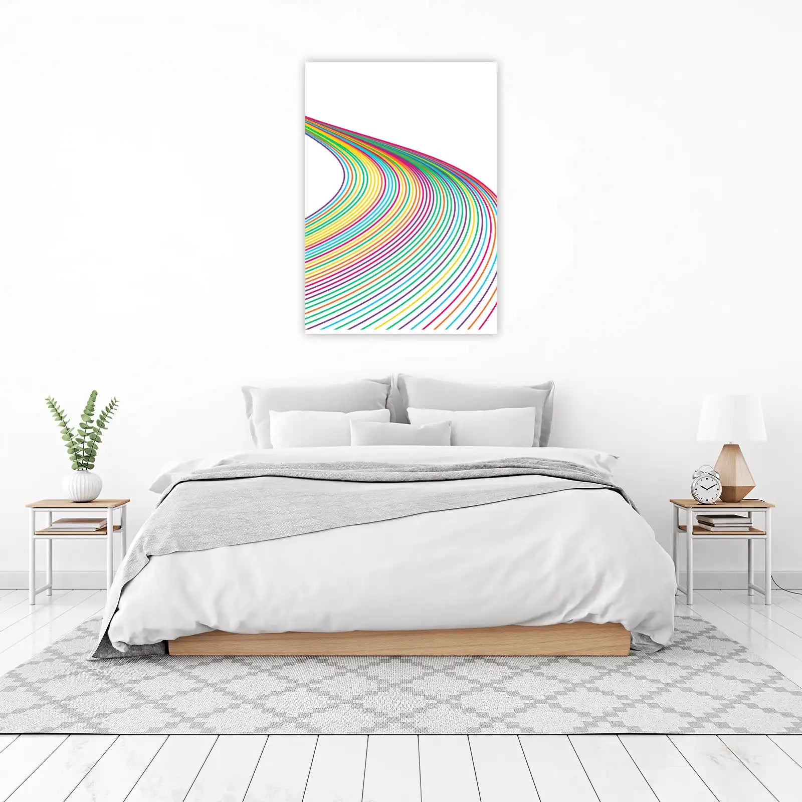 Vibrant Rainbow Stripe Abstract Wall Art