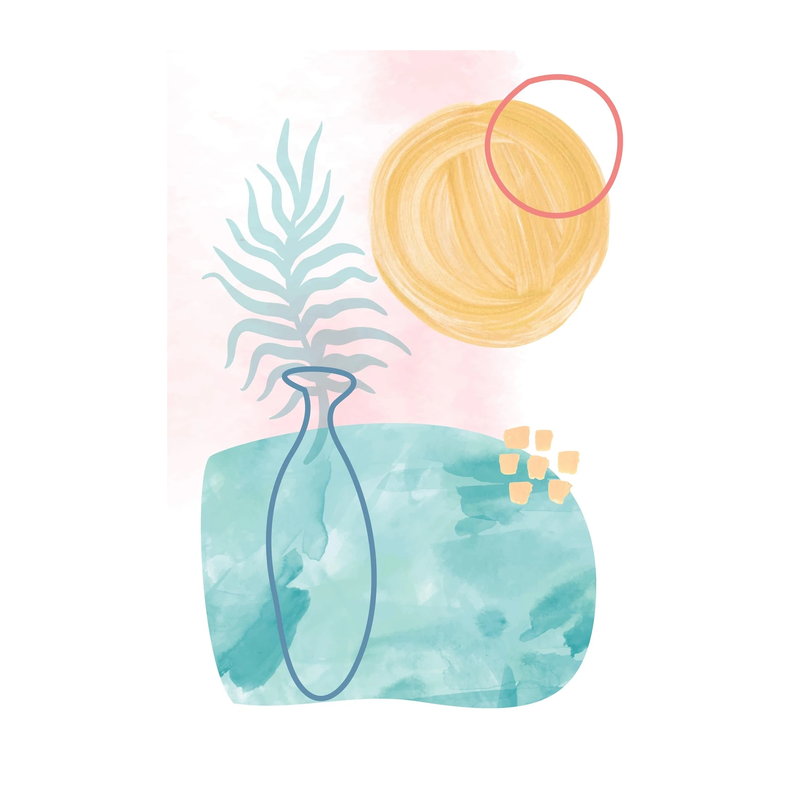 Abstract Boho Plant Vase Wall Art