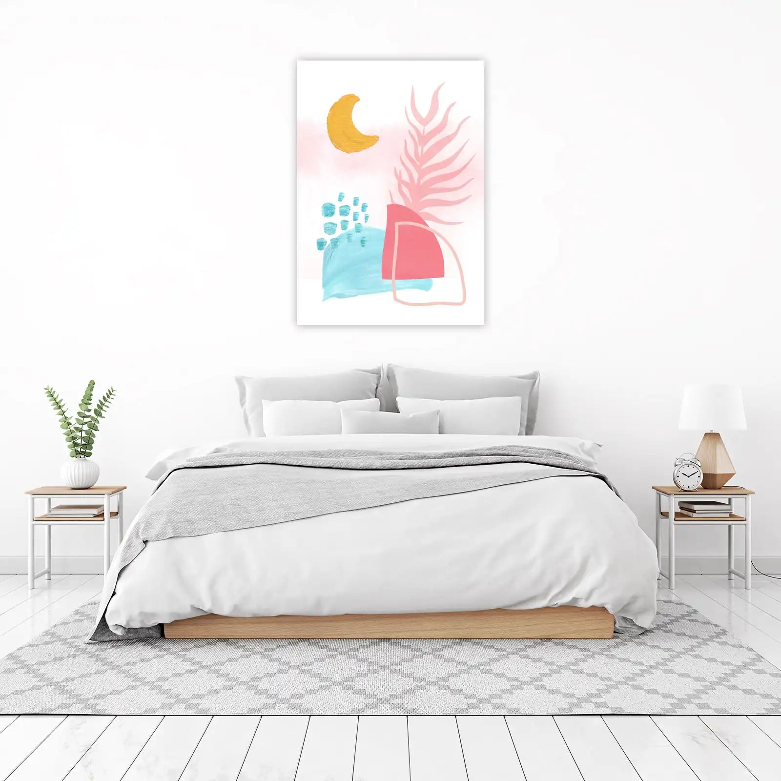 Boho Abstract Moon & Palm Leaf Wall Art