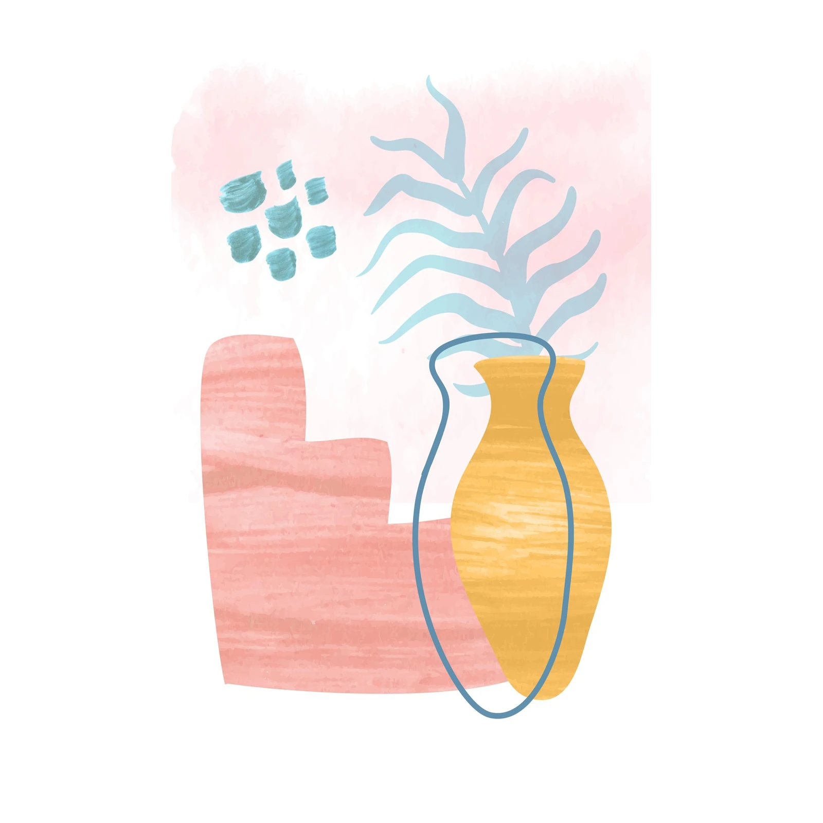 Abstract Botanical Vase Textured Wall Art