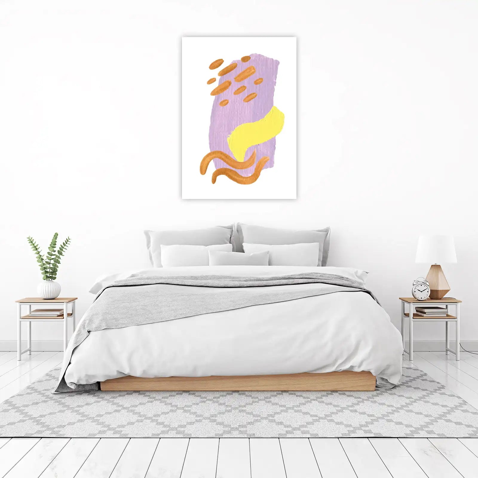 Abstract Lavender & Goldstrokes Wall Art