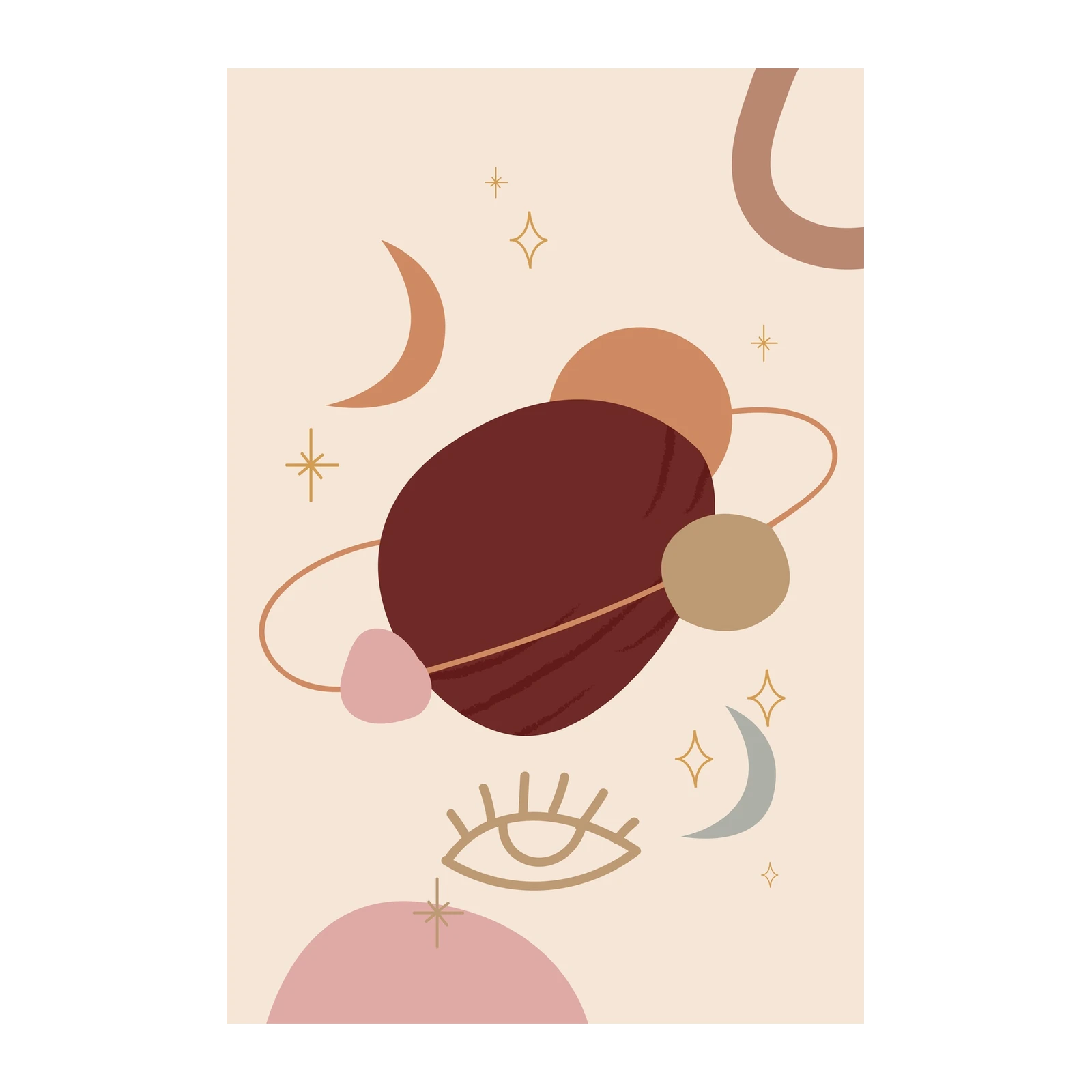 Boho Celestial Planet & Eye Wall Art