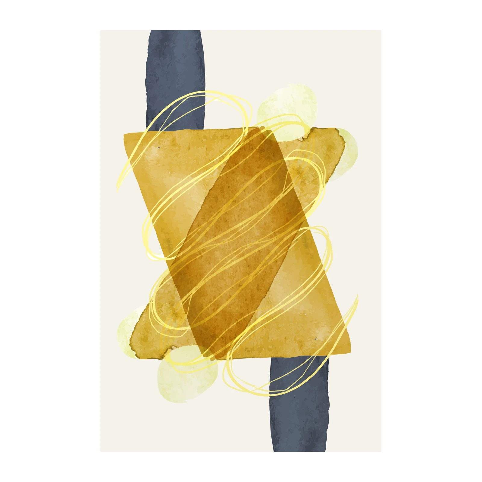 Abstract Ochre & Navy Geometric Wall Art