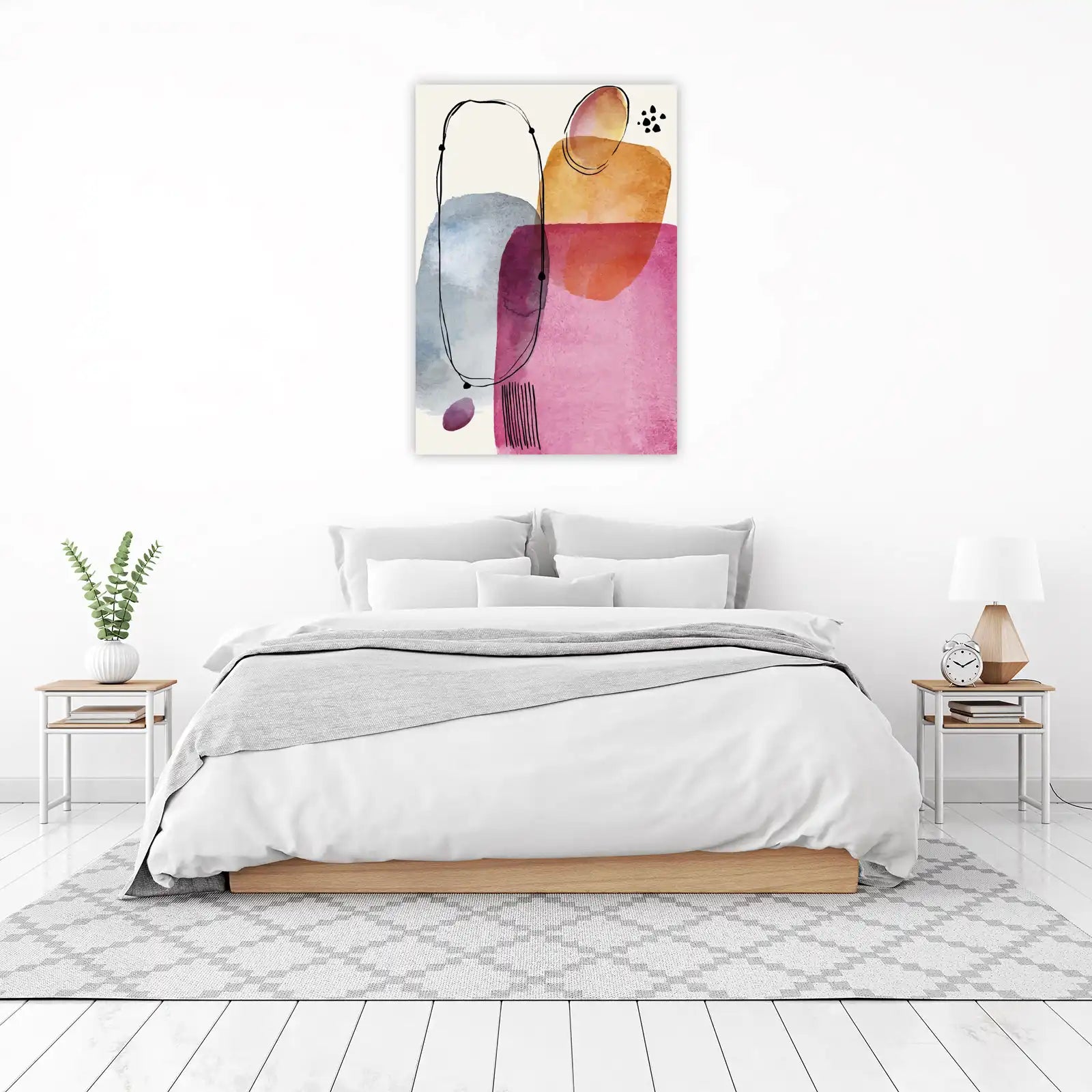 Modern Abstract Watercolor Shapes Wall Art