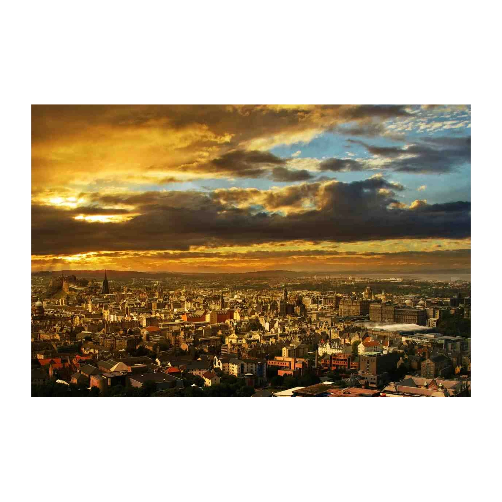 Dramatic Edinburgh Sunset Skyline Wall Art