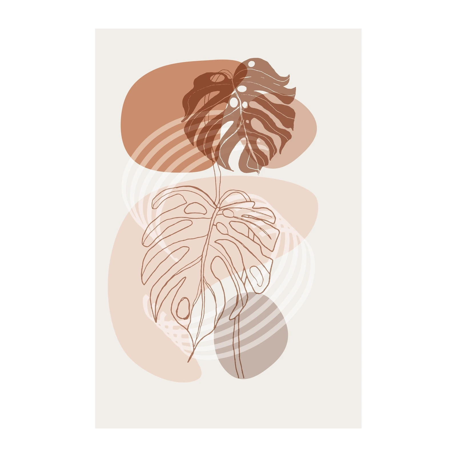 Boho Monstera Leaf Line Art Wall Art