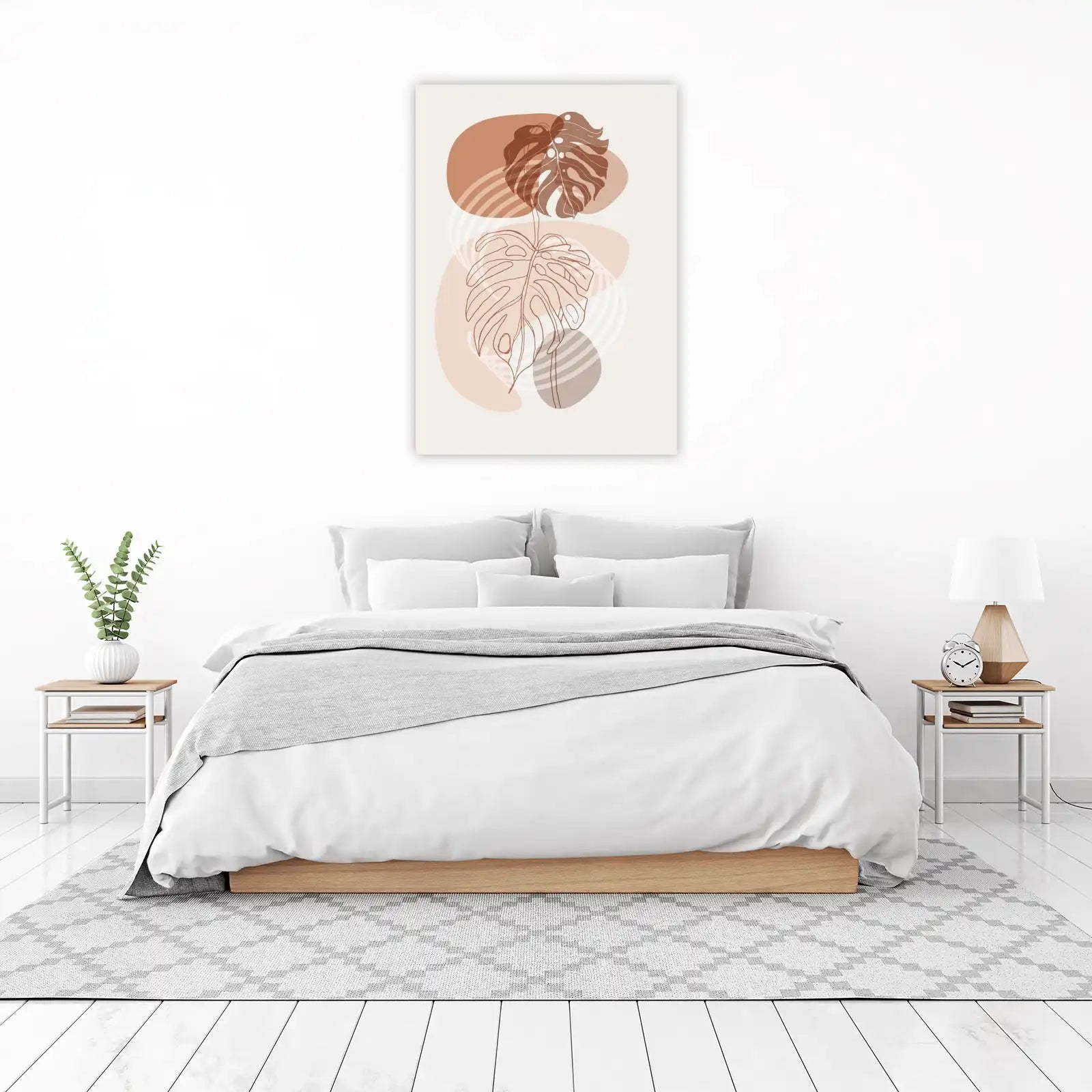 Boho Monstera Leaf Line Art Wall Art