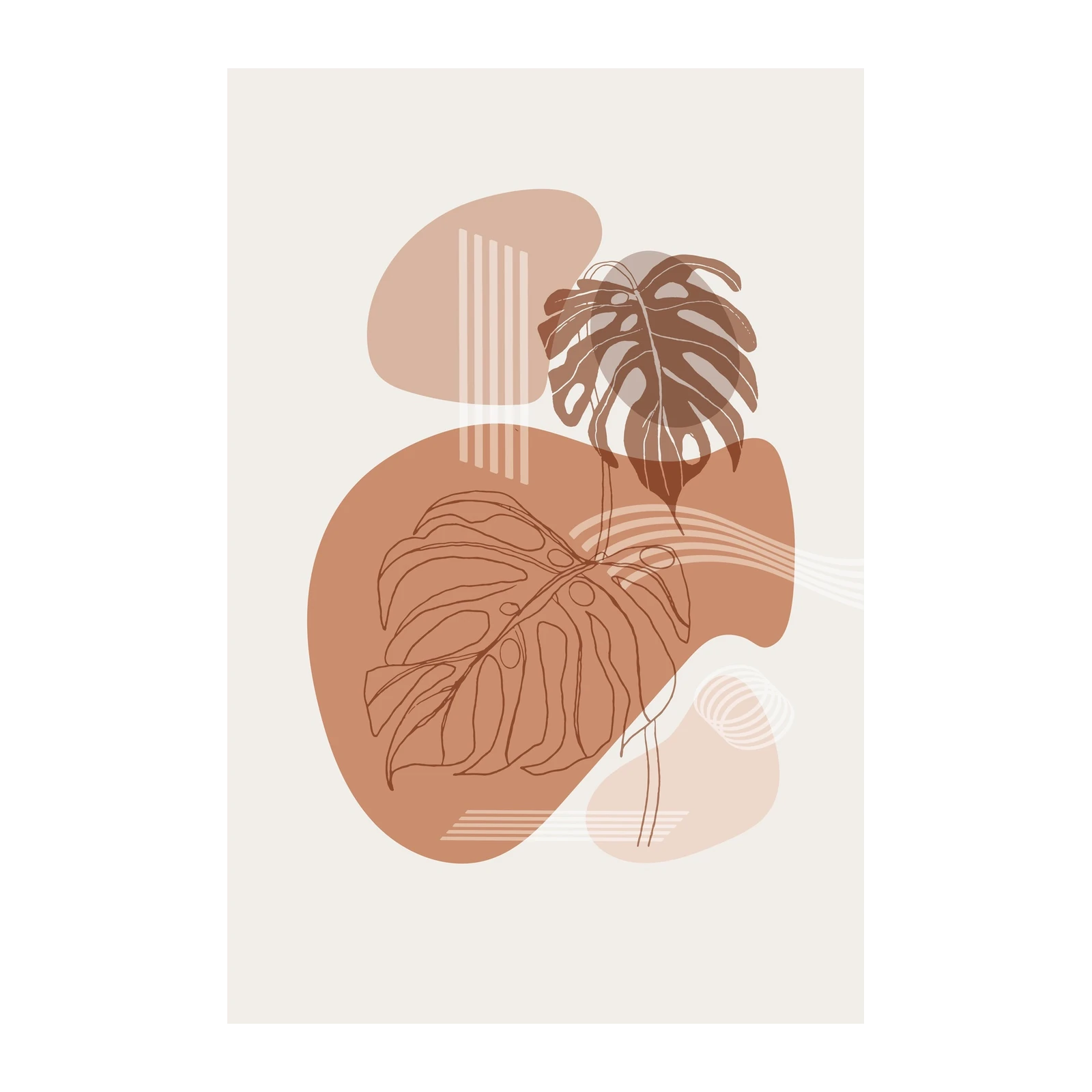 Boho Abstract Monstera Leaf Wall Art