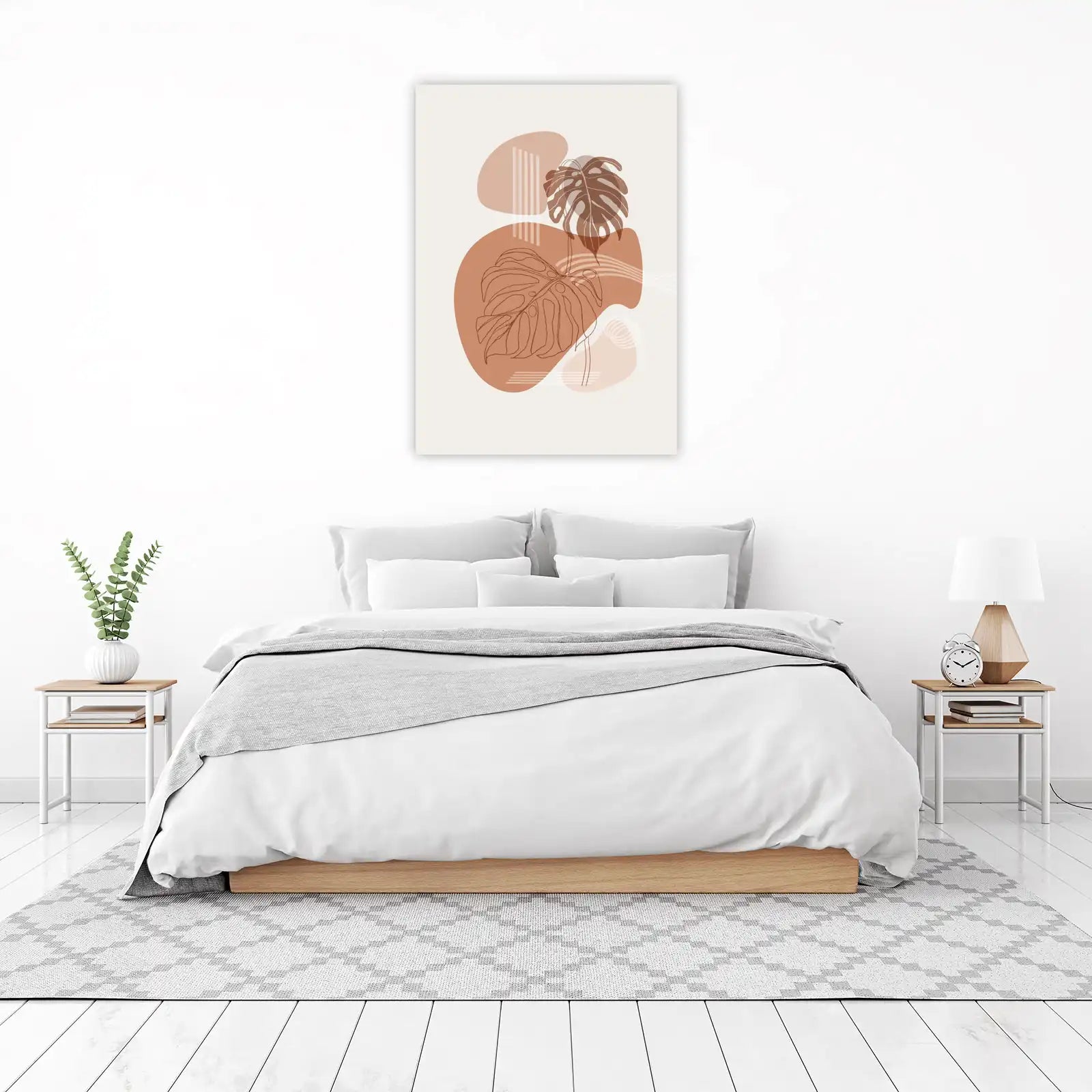 Boho Abstract Monstera Leaf Wall Art