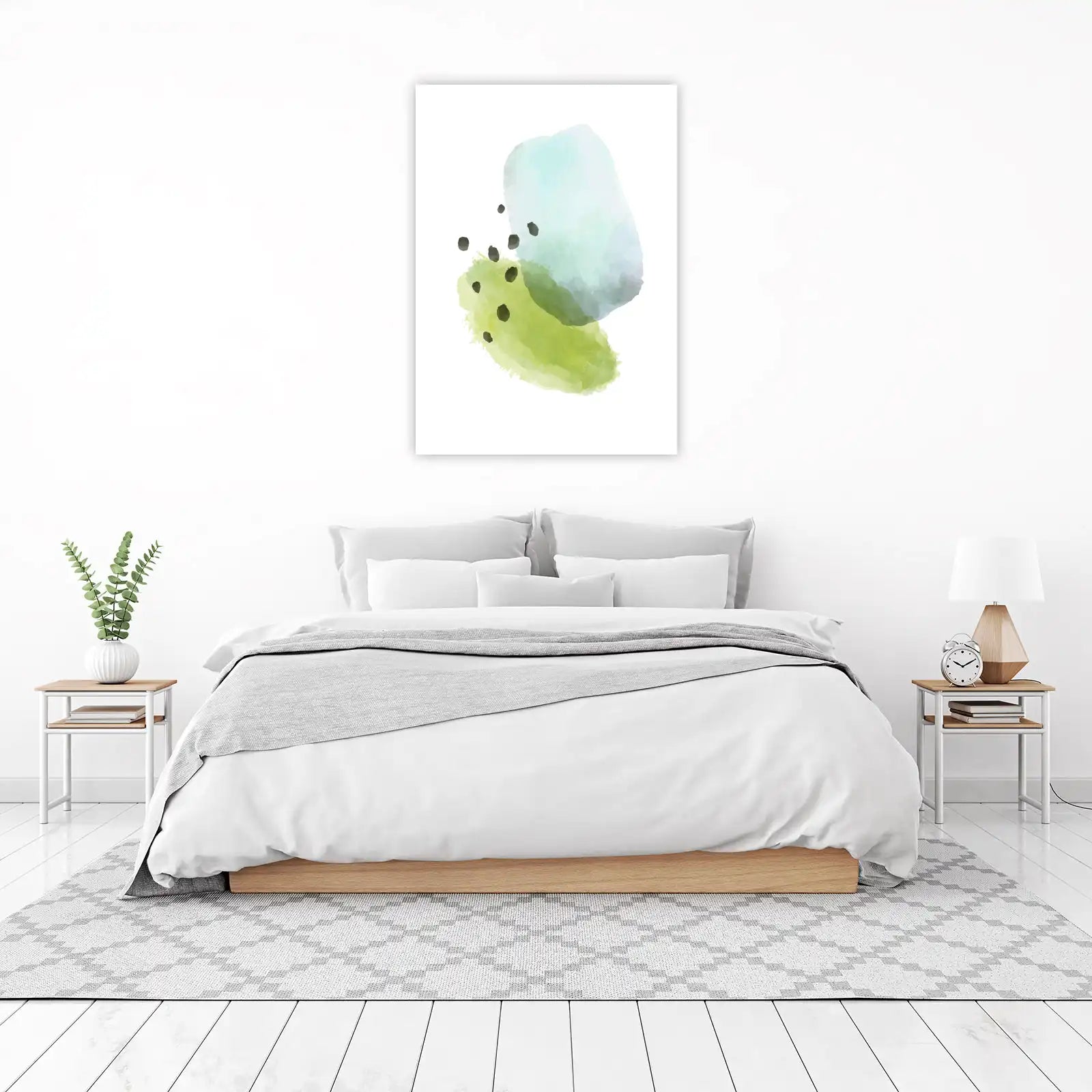 Serene Abstract Teal & Green Watercolor Wall Art