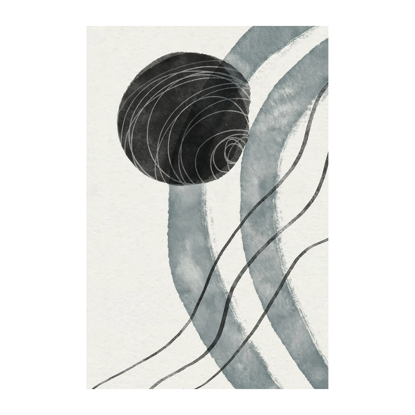 Abstract Harmony Black & Blue Wall Art