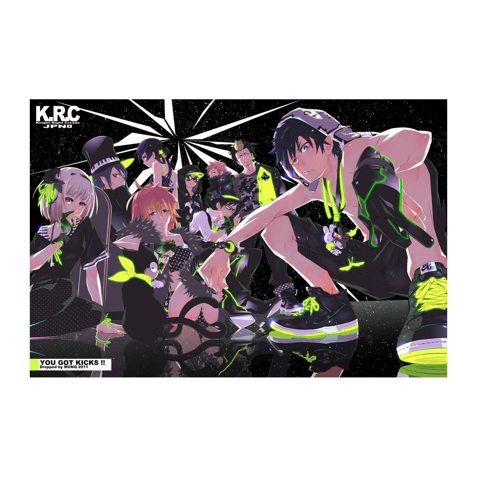 Anime Streetwear Crew Neon Drip Wall Art