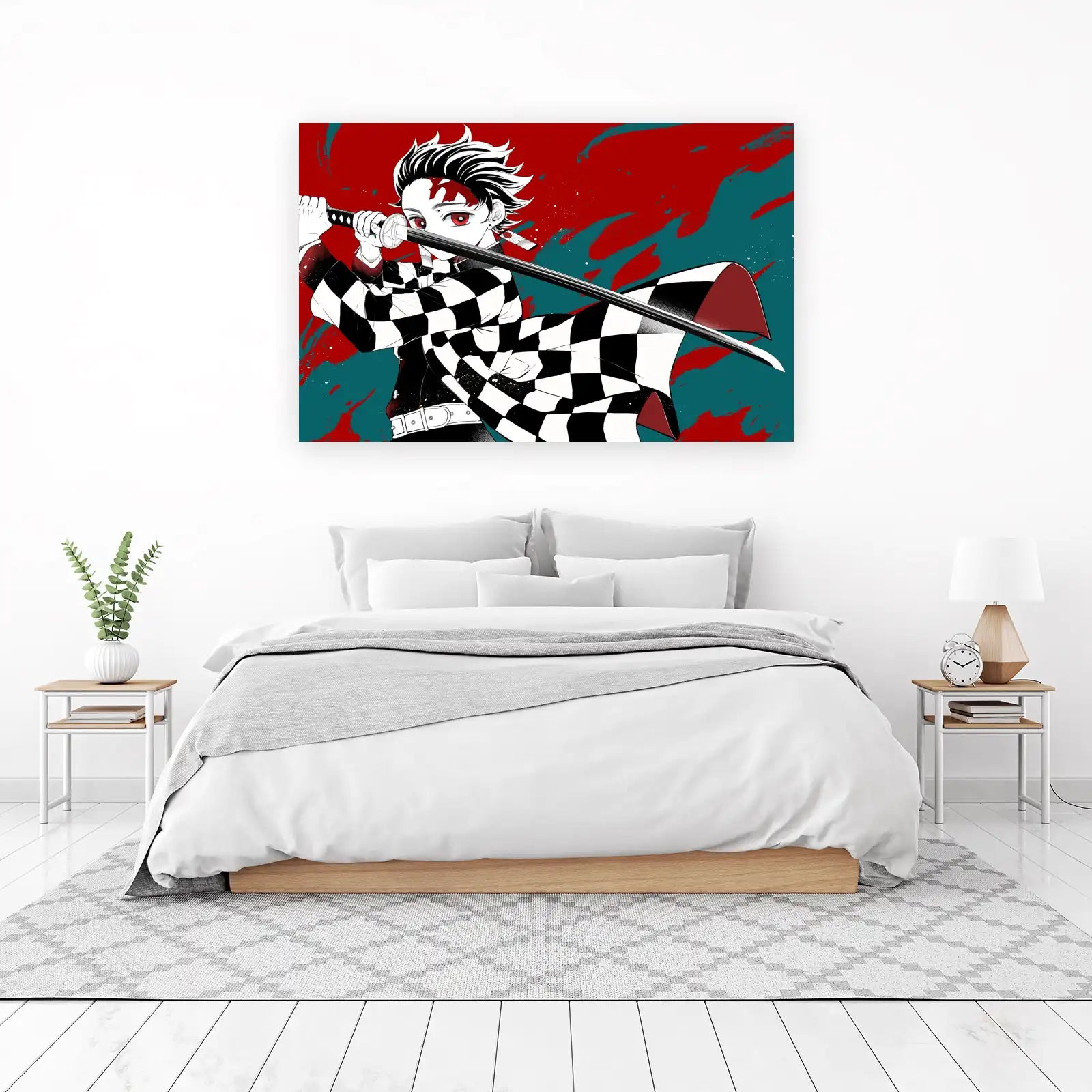 Dynamic Anime Warrior Sword Wall Art