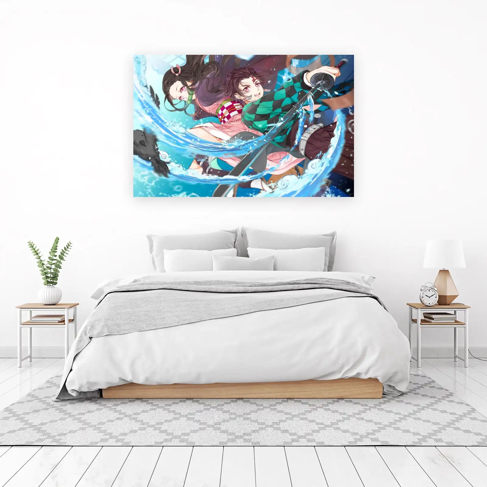 Dynamic Anime Duo Water Strike Wall Art